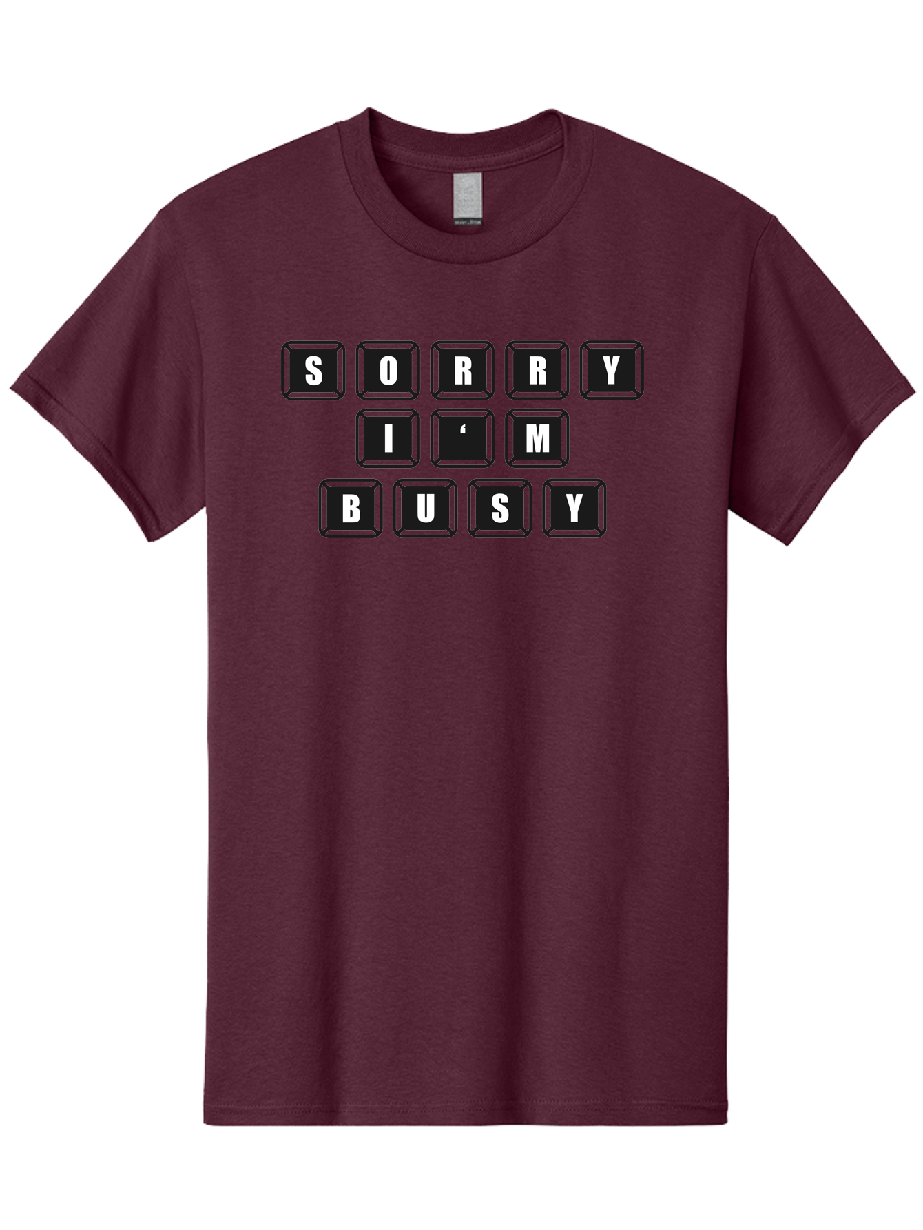 Sorry-I-M-Busy Men'S Graphic Tee, 100% Cotton, Comfortable Casual Summer Wear, Machine Washable, Keyboard Keys, Sorry Message, Busy Status, Retro Computer, Nostalgic Design, Typing Layout, Simple Font, Tech Graphics, Computer Nostalgia, -  Aaa659