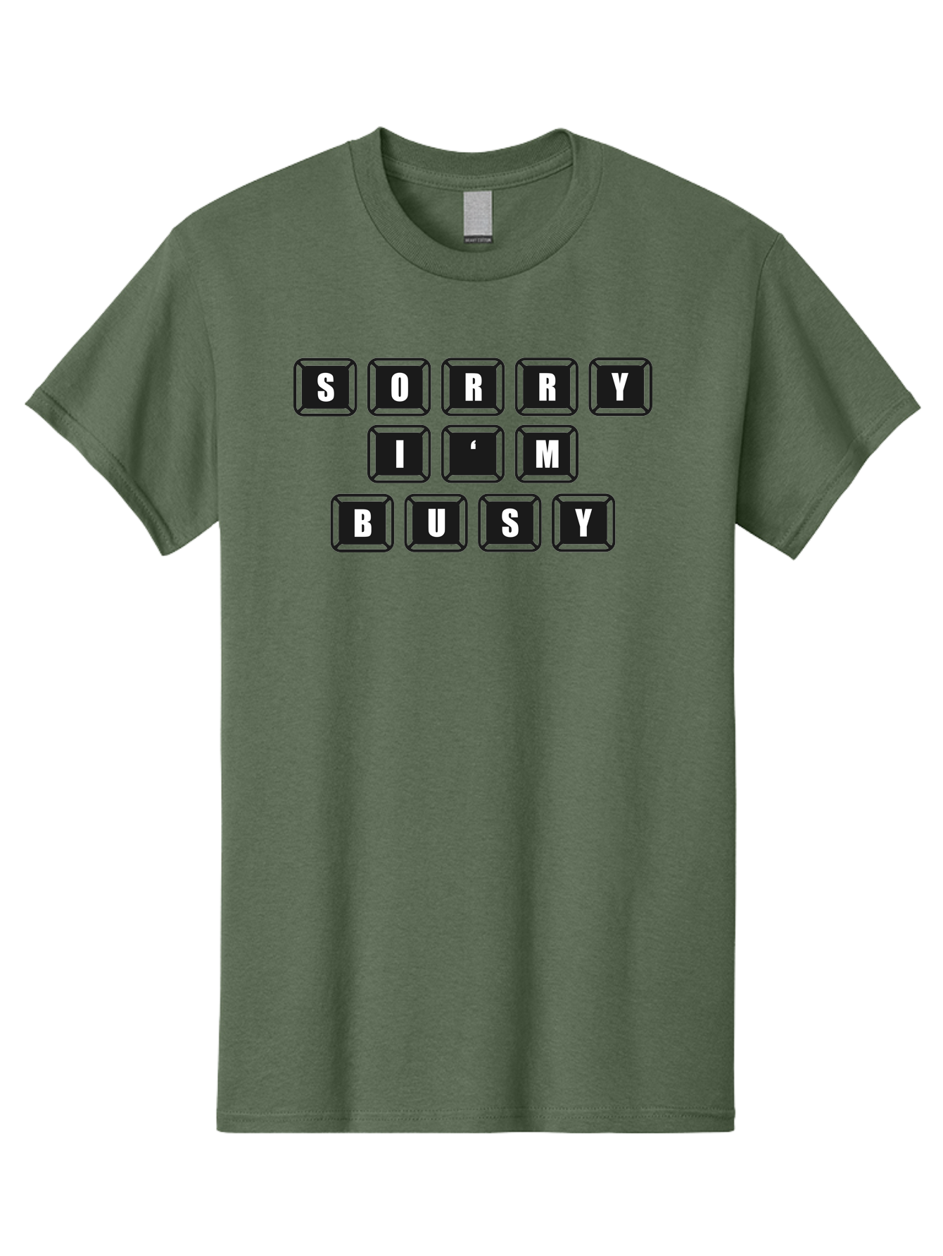 Sorry-I-M-Busy Men'S Graphic Tee, 100% Cotton, Comfortable Casual Summer Wear, Machine Washable, Keyboard Keys, Sorry Message, Busy Status, Retro Computer, Nostalgic Design, Typing Layout, Simple Font, Tech Graphics, Computer Nostalgia, -  Aaa659
