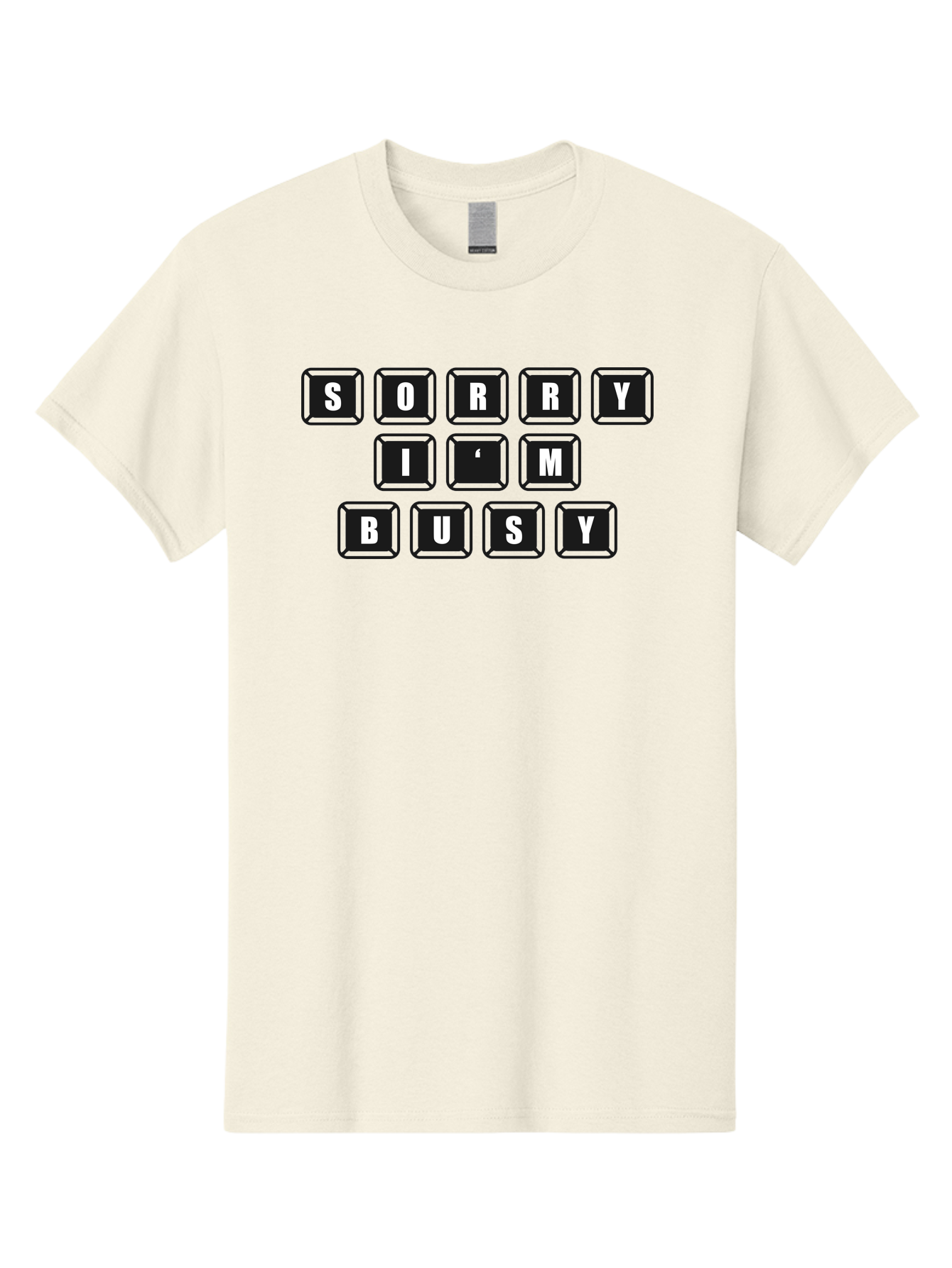Sorry-I-M-Busy Men'S Graphic Tee, 100% Cotton, Comfortable Casual Summer Wear, Machine Washable, Keyboard Keys, Sorry Message, Busy Status, Retro Computer, Nostalgic Design, Typing Layout, Simple Font, Tech Graphics, Computer Nostalgia, -  Aaa659