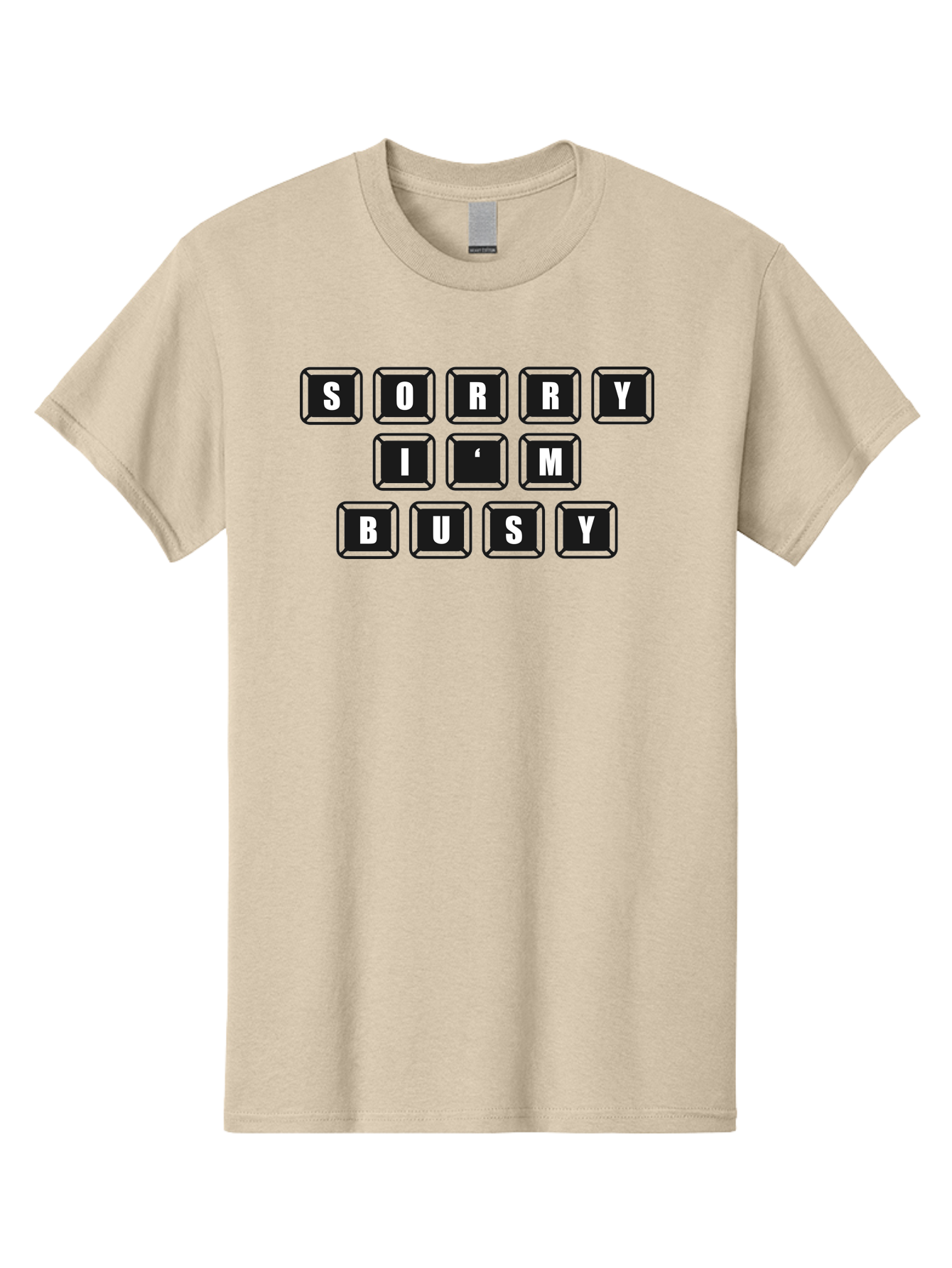 Sorry-I-M-Busy Men'S Graphic Tee, 100% Cotton, Comfortable Casual Summer Wear, Machine Washable, Keyboard Keys, Sorry Message, Busy Status, Retro Computer, Nostalgic Design, Typing Layout, Simple Font, Tech Graphics, Computer Nostalgia, -  Aaa659