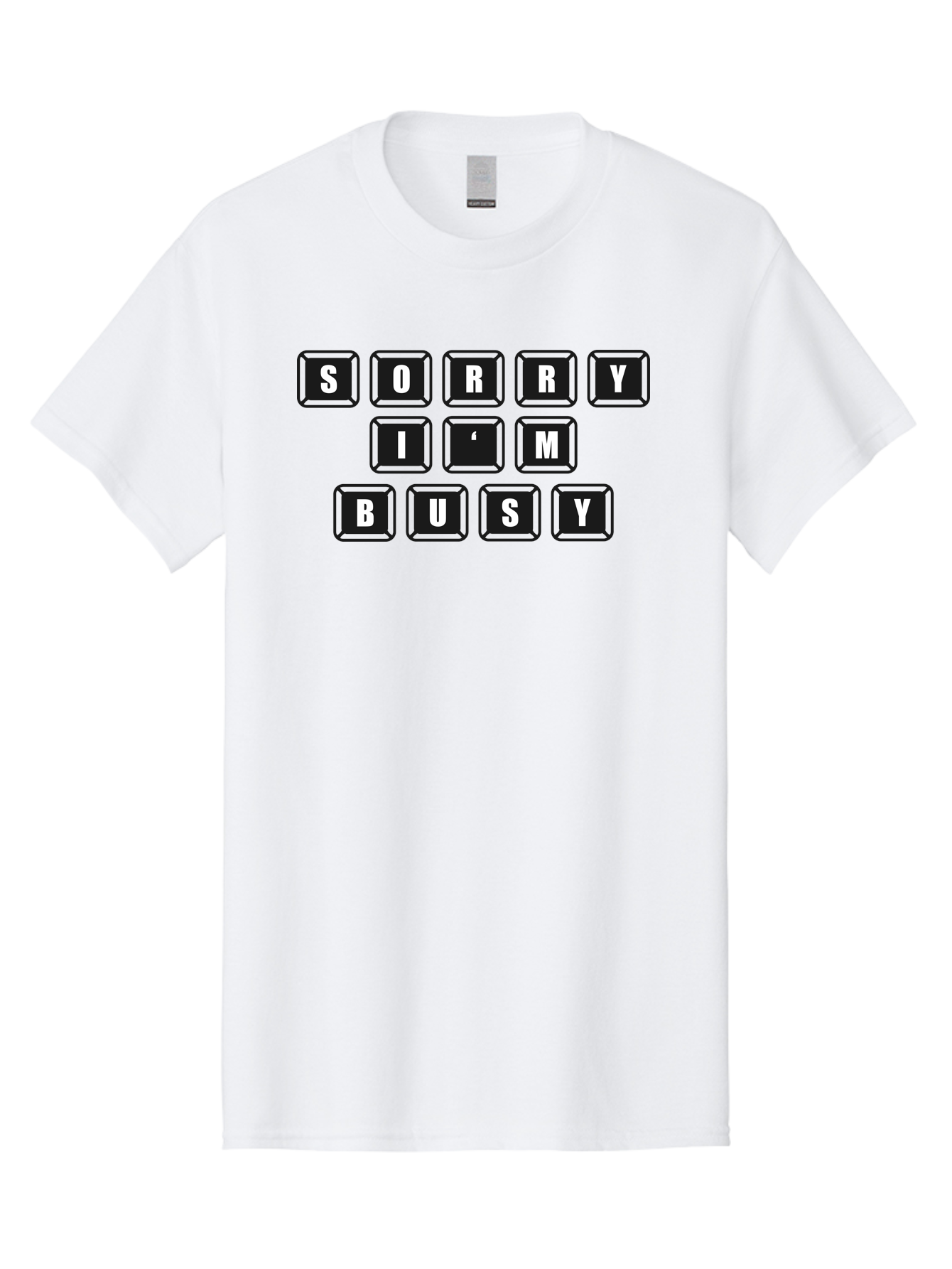 Sorry-I-M-Busy Men'S Graphic Tee, 100% Cotton, Comfortable Casual Summer Wear, Machine Washable, Keyboard Keys, Sorry Message, Busy Status, Retro Computer, Nostalgic Design, Typing Layout, Simple Font, Tech Graphics, Computer Nostalgia, -  Aaa659