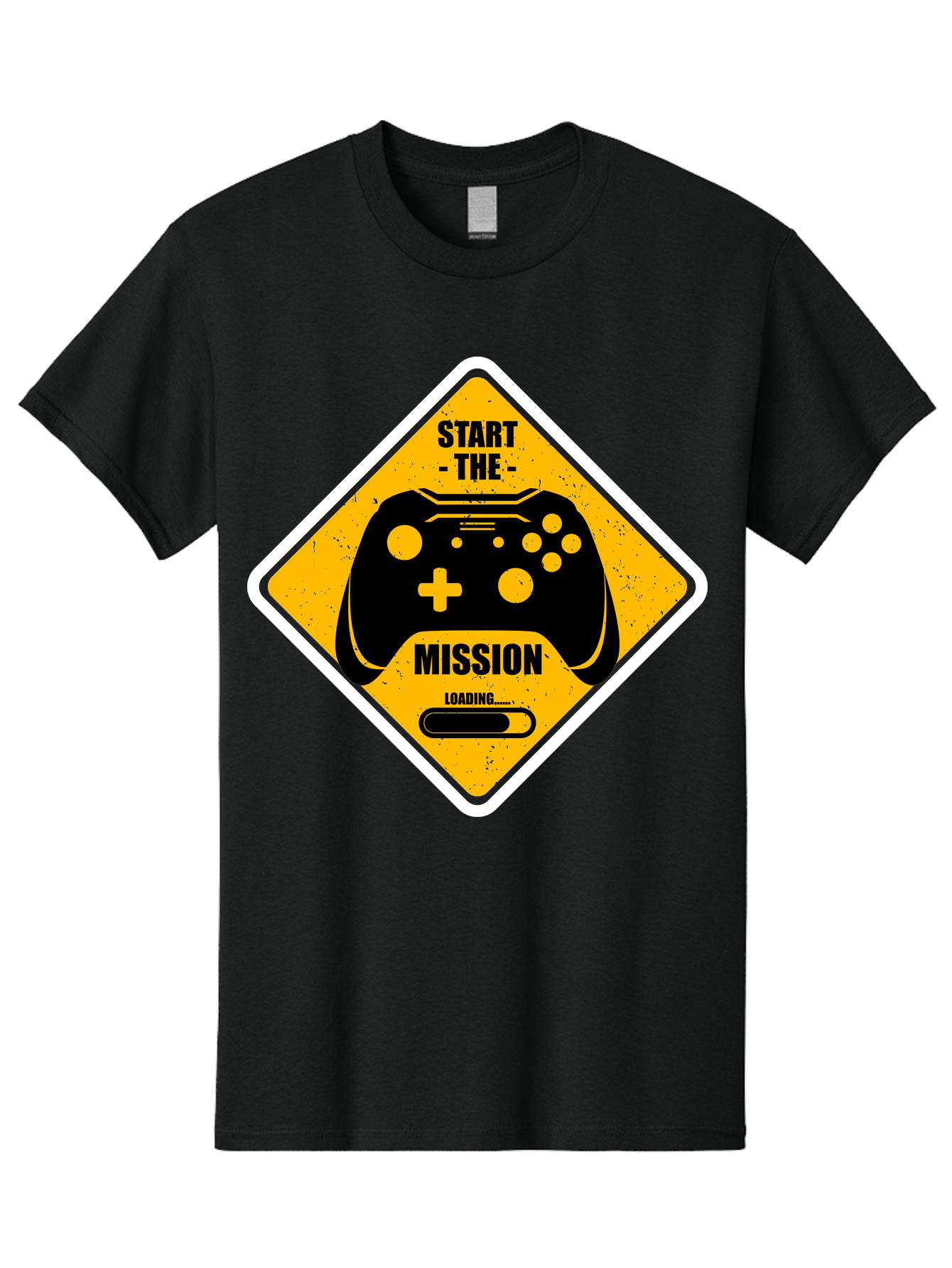 Start-The-Mission Men'S Graphic Tee, 100% Cotton, Comfortable Casual Summer Wear, Machine Washable, Video Game Controller, Gaming Mission, Start The Mission, Loading Screen, Game Loading, Gaming Theme, Black Controller -  Aaa660