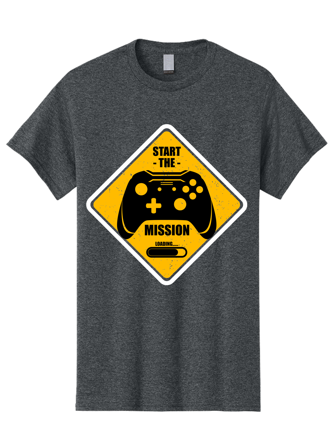 Start-The-Mission Men'S Graphic Tee, 100% Cotton, Comfortable Casual Summer Wear, Machine Washable, Video Game Controller, Gaming Mission, Start The Mission, Loading Screen, Game Loading, Gaming Theme, Black Controller -  Aaa660