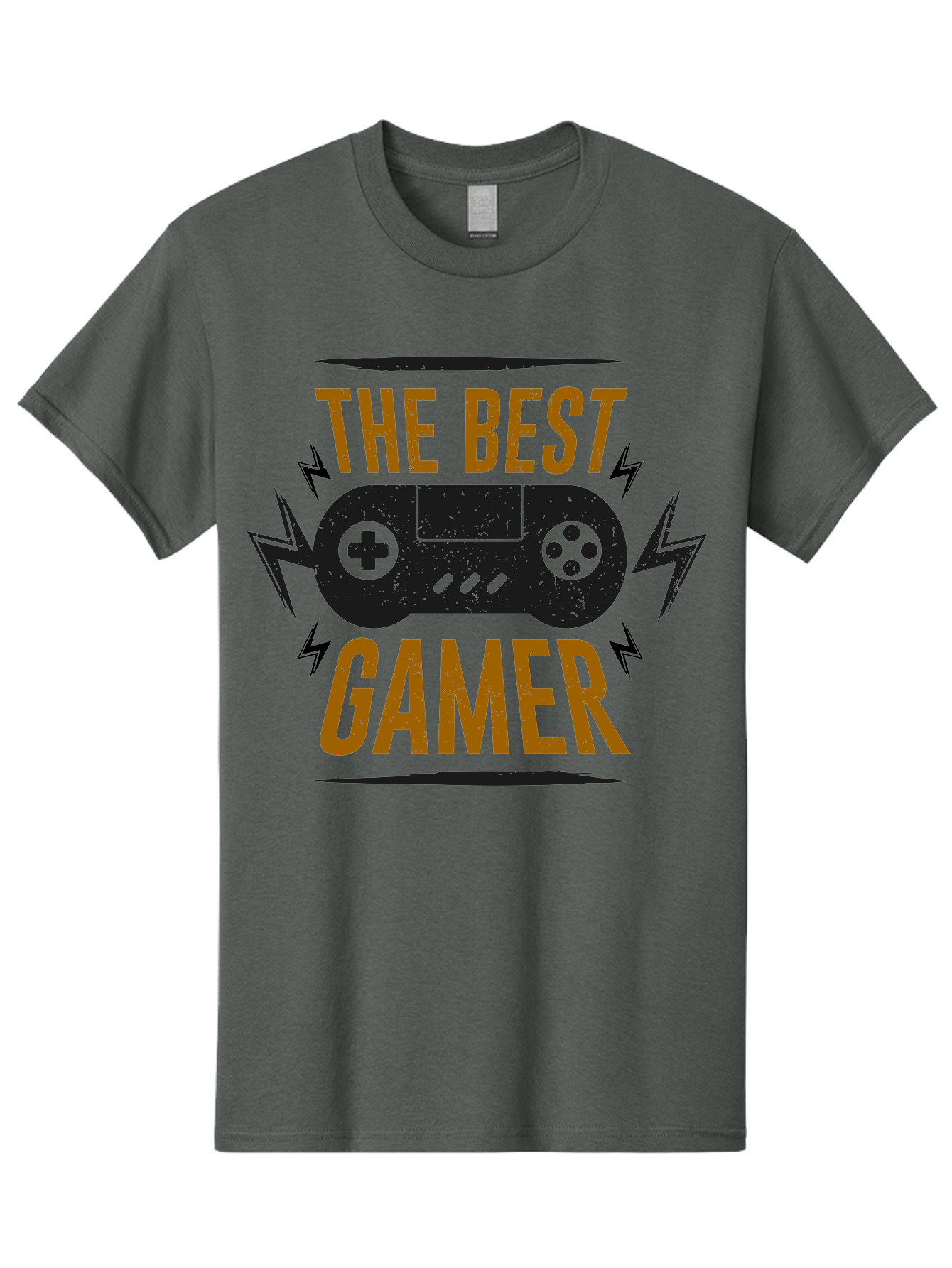 The-Best-Gamer Men'S Graphic Tee, 100% Cotton, Comfortable Casual Summer Wear, Machine Washable, Gaming Controller, Video Games, Gamer Culture, Retro Gaming, Gaming Graphics, Bold Typography, Lightning Bolts -  Aaa662