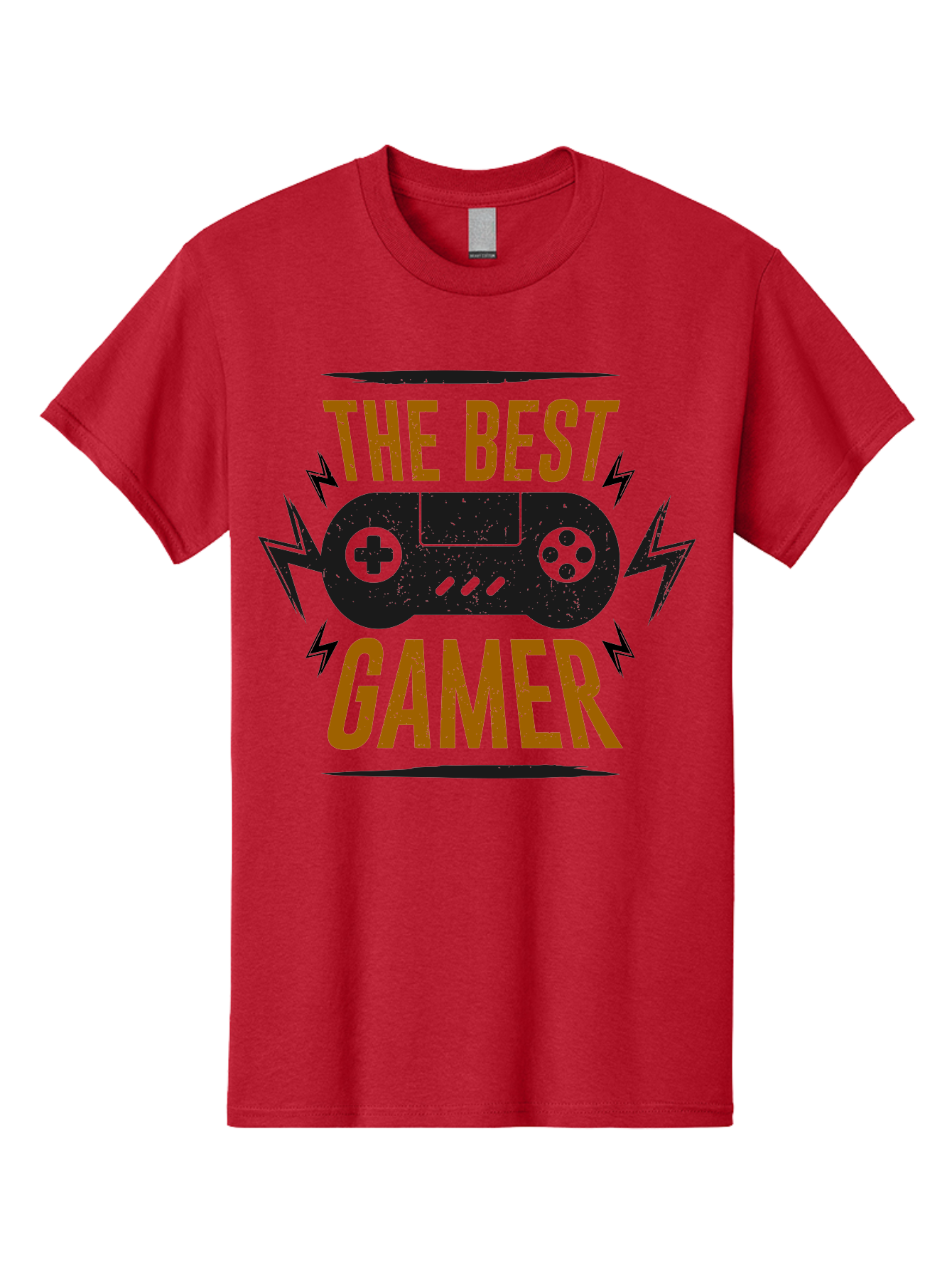 The-Best-Gamer Men'S Graphic Tee, 100% Cotton, Comfortable Casual Summer Wear, Machine Washable, Gaming Controller, Video Games, Gamer Culture, Retro Gaming, Gaming Graphics, Bold Typography, Lightning Bolts -  Aaa662