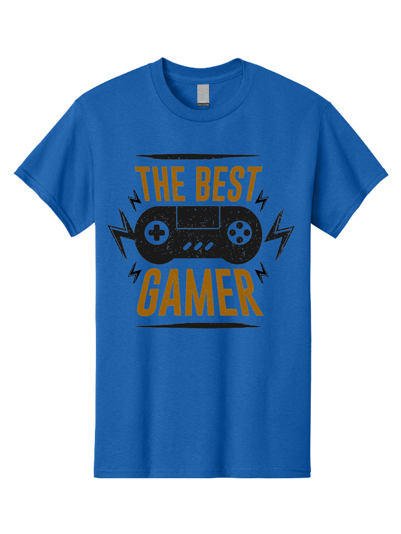 The-Best-Gamer Men'S Graphic Tee, 100% Cotton, Comfortable Casual Summer Wear, Machine Washable, Gaming Controller, Video Games, Gamer Culture, Retro Gaming, Gaming Graphics, Bold Typography, Lightning Bolts -  Aaa662