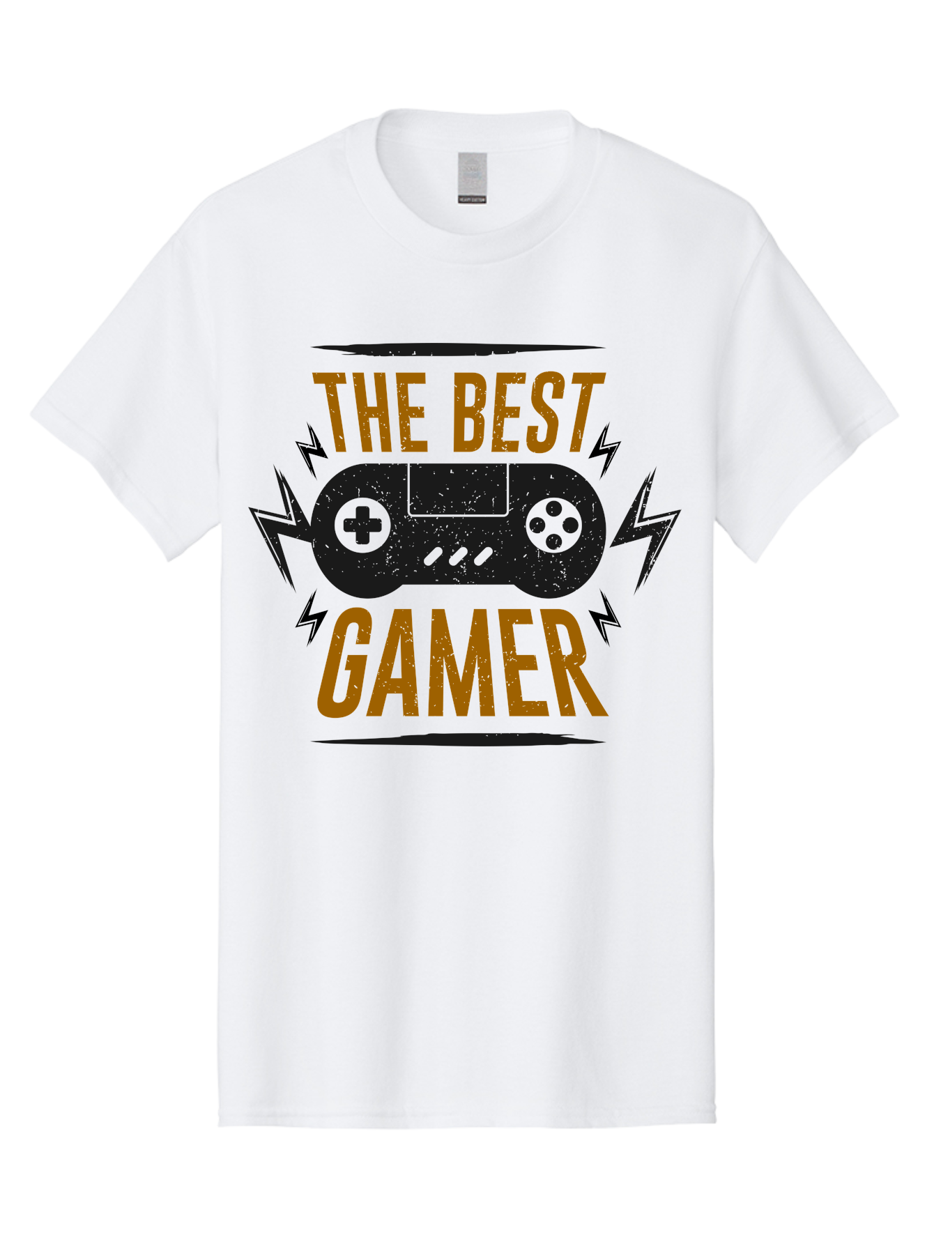 The-Best-Gamer Men'S Graphic Tee, 100% Cotton, Comfortable Casual Summer Wear, Machine Washable, Gaming Controller, Video Games, Gamer Culture, Retro Gaming, Gaming Graphics, Bold Typography, Lightning Bolts -  Aaa662