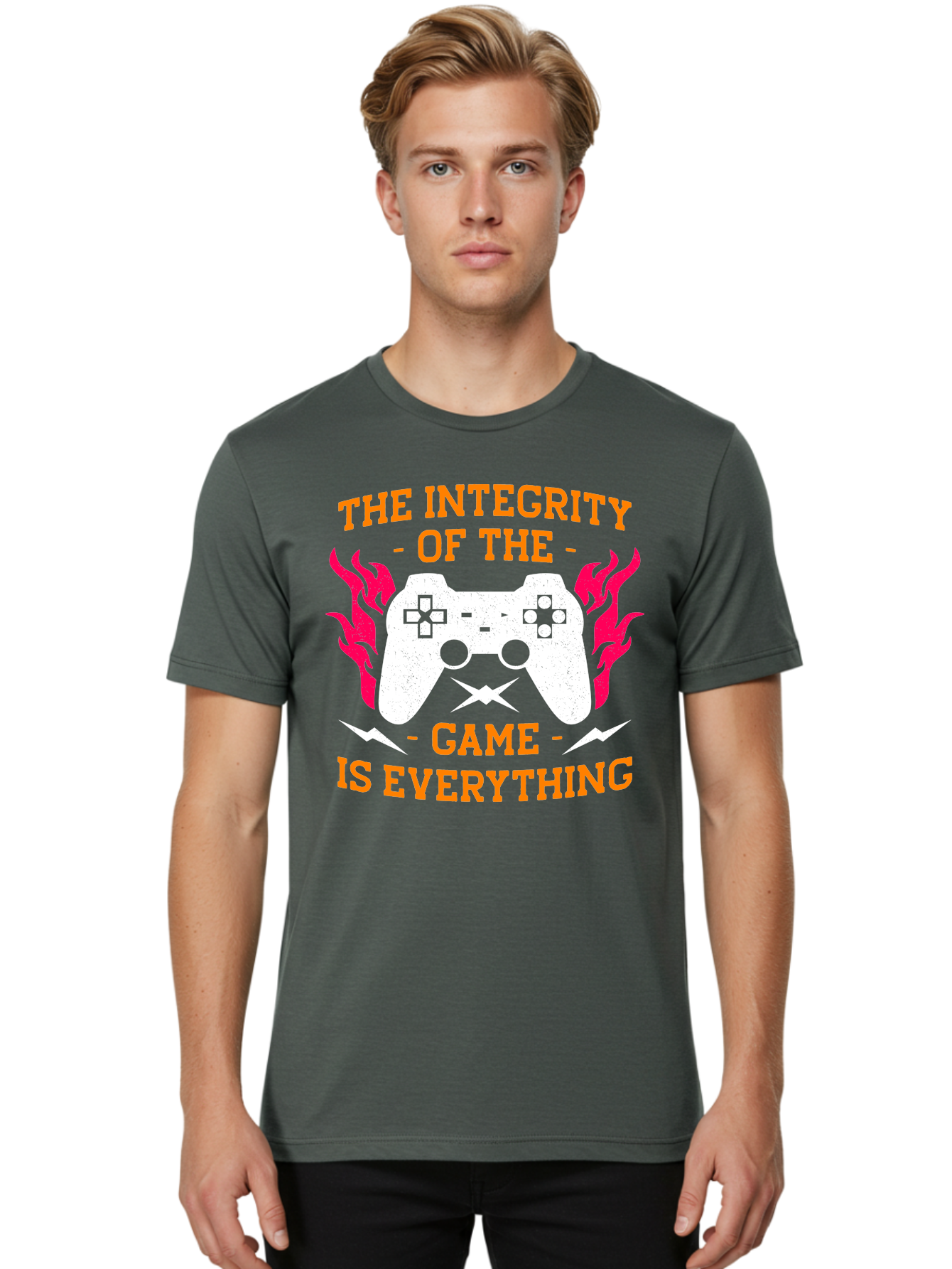 The-Integrity-Of-The-Game-Is-Everything Men'S Graphic Tee, 100% Cotton, Comfortable Casual Summer Wear, Machine Washable, Gaming Quote, Video Game Controller, Gaming Culture, Esports, Fair Play, Gaming Community, Competitive Gaming, -  Aaa663