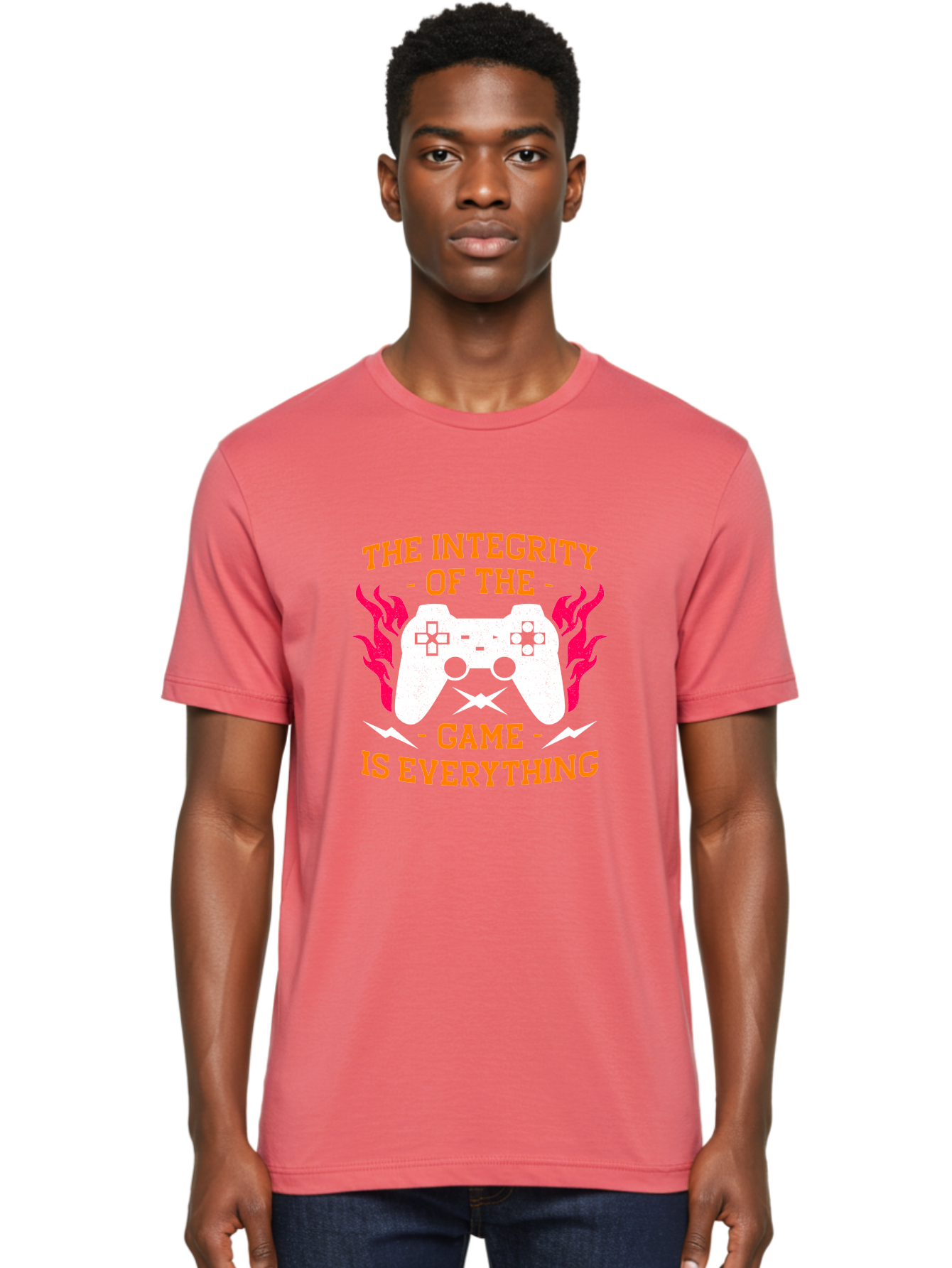 The-Integrity-Of-The-Game-Is-Everything Men'S Graphic Tee, 100% Cotton, Comfortable Casual Summer Wear, Machine Washable, Gaming Quote, Video Game Controller, Gaming Culture, Esports, Fair Play, Gaming Community, Competitive Gaming, -  Aaa663