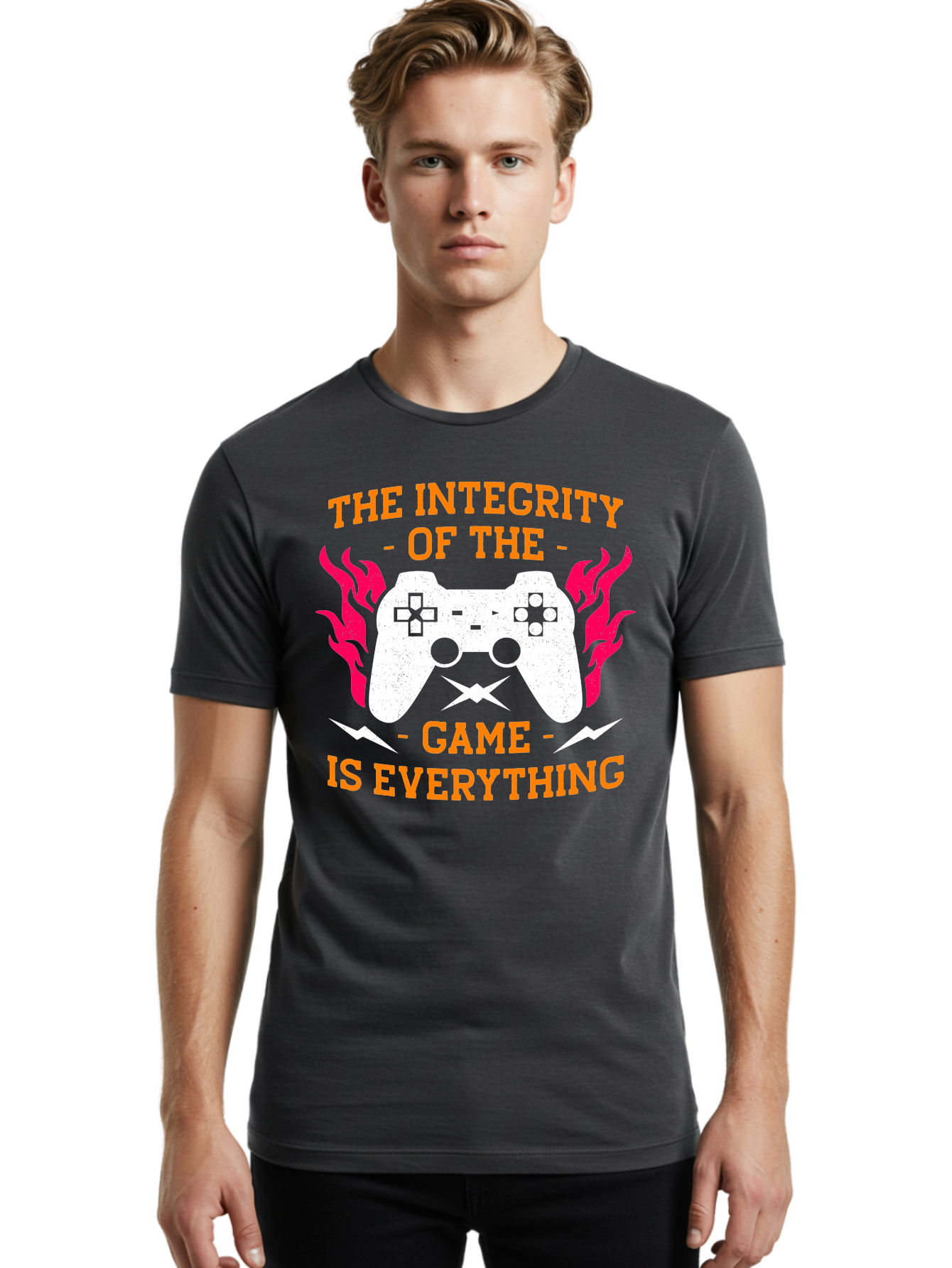The-Integrity-Of-The-Game-Is-Everything Men'S Graphic Tee, 100% Cotton, Comfortable Casual Summer Wear, Machine Washable, Gaming Quote, Video Game Controller, Gaming Culture, Esports, Fair Play, Gaming Community, Competitive Gaming, -  Aaa663