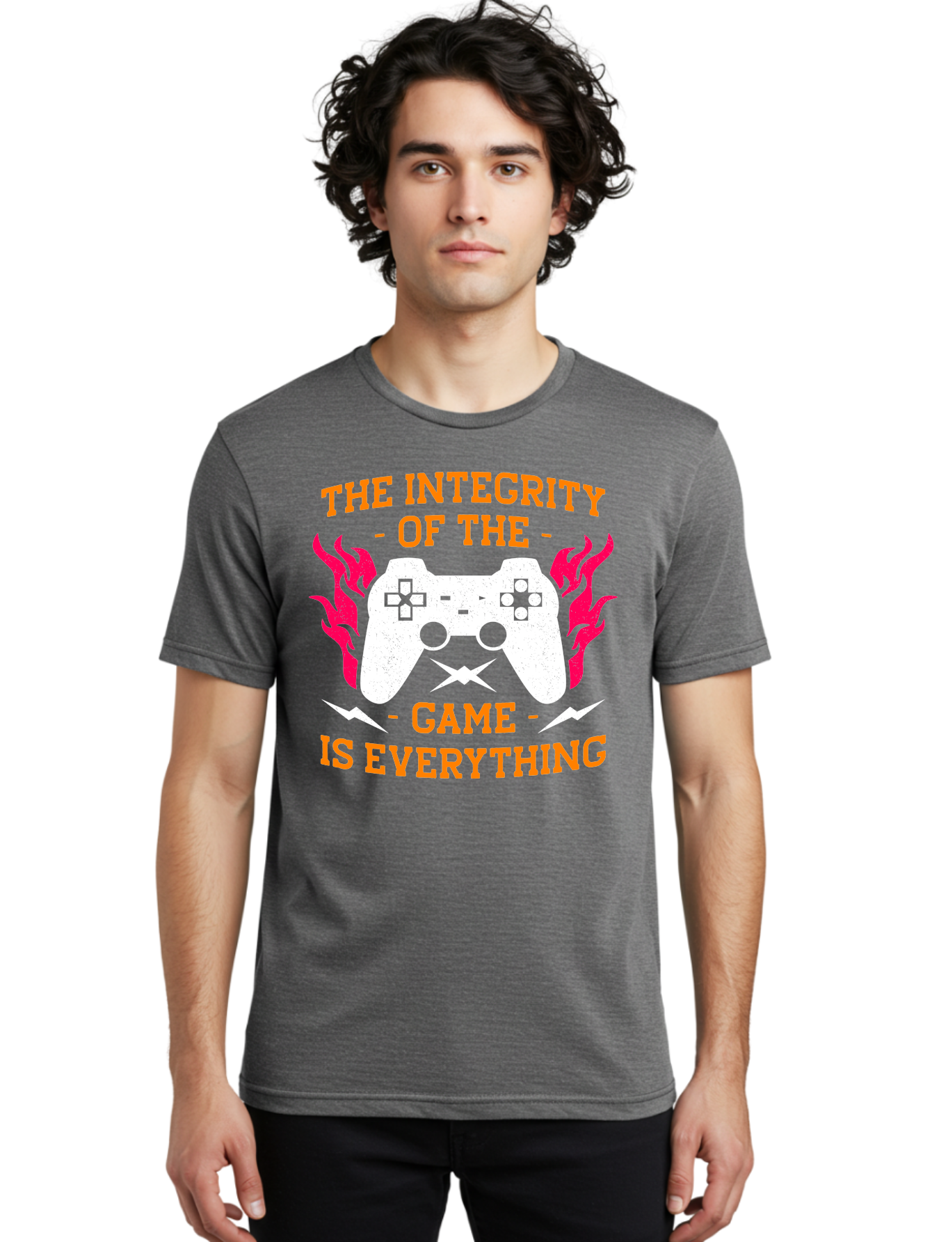 The-Integrity-Of-The-Game-Is-Everything Men'S Graphic Tee, 100% Cotton, Comfortable Casual Summer Wear, Machine Washable, Gaming Quote, Video Game Controller, Gaming Culture, Esports, Fair Play, Gaming Community, Competitive Gaming, -  Aaa663