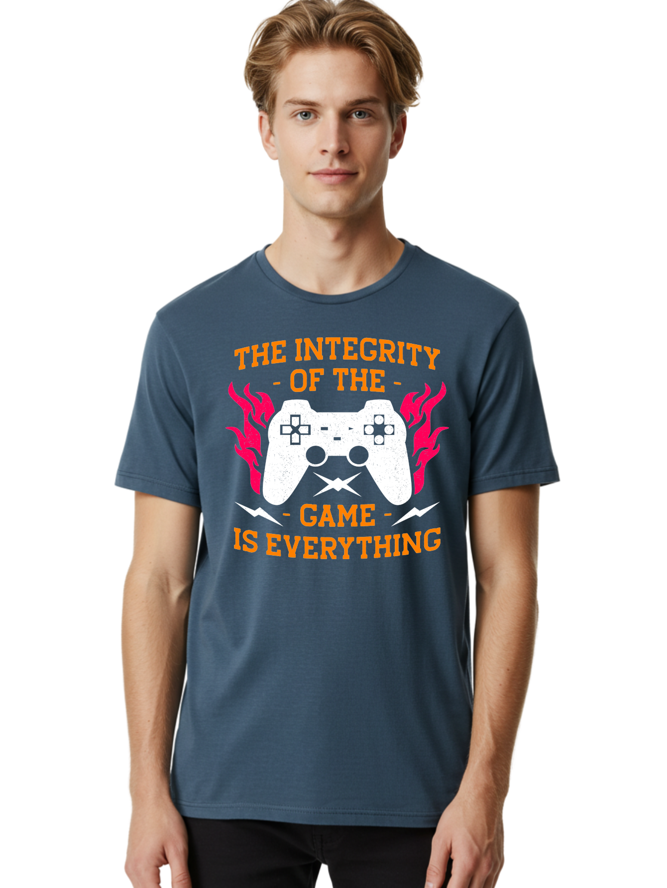 The-Integrity-Of-The-Game-Is-Everything Men'S Graphic Tee, 100% Cotton, Comfortable Casual Summer Wear, Machine Washable, Gaming Quote, Video Game Controller, Gaming Culture, Esports, Fair Play, Gaming Community, Competitive Gaming, -  Aaa663