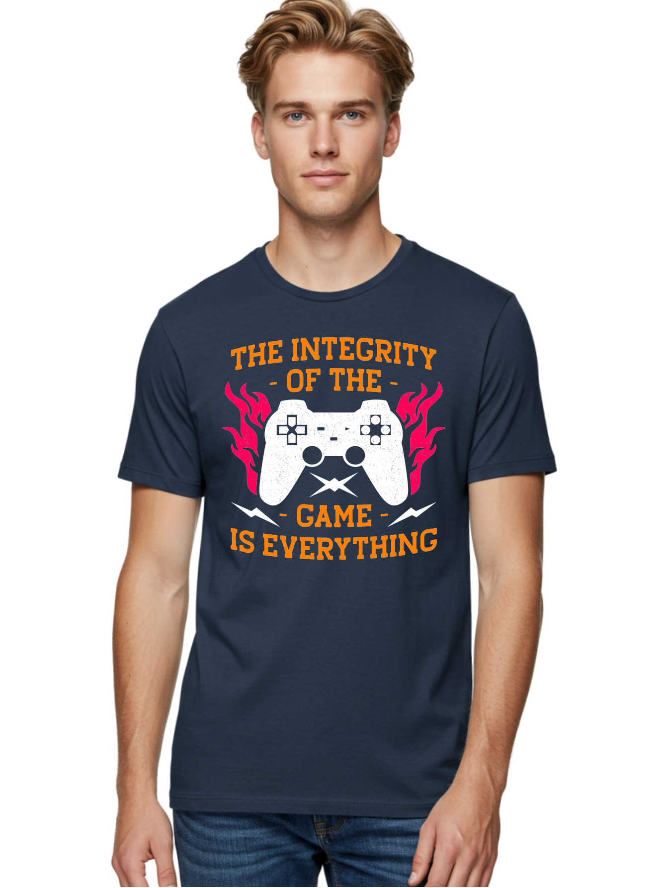 The-Integrity-Of-The-Game-Is-Everything Men'S Graphic Tee, 100% Cotton, Comfortable Casual Summer Wear, Machine Washable, Gaming Quote, Video Game Controller, Gaming Culture, Esports, Fair Play, Gaming Community, Competitive Gaming, -  Aaa663