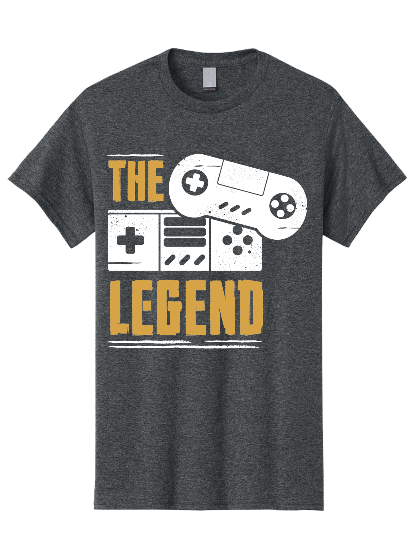 The-Legend Men'S Graphic Tee, 100% Cotton, Comfortable Casual Summer Wear, Machine Washable, Vintage Game Controller, Retro Gaming, Nostalgic Feel, Classic Video Games, Gaming Culture, Retro Tech, Pixel Art, Gaming Nostalgia -  Aaa664