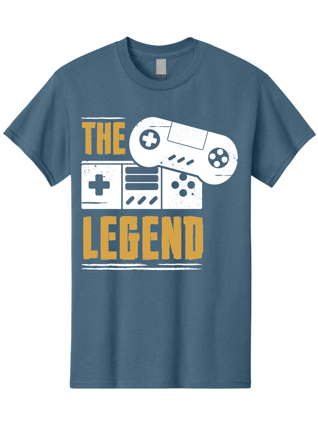 The-Legend Men'S Graphic Tee, 100% Cotton, Comfortable Casual Summer Wear, Machine Washable, Vintage Game Controller, Retro Gaming, Nostalgic Feel, Classic Video Games, Gaming Culture, Retro Tech, Pixel Art, Gaming Nostalgia -  Aaa664