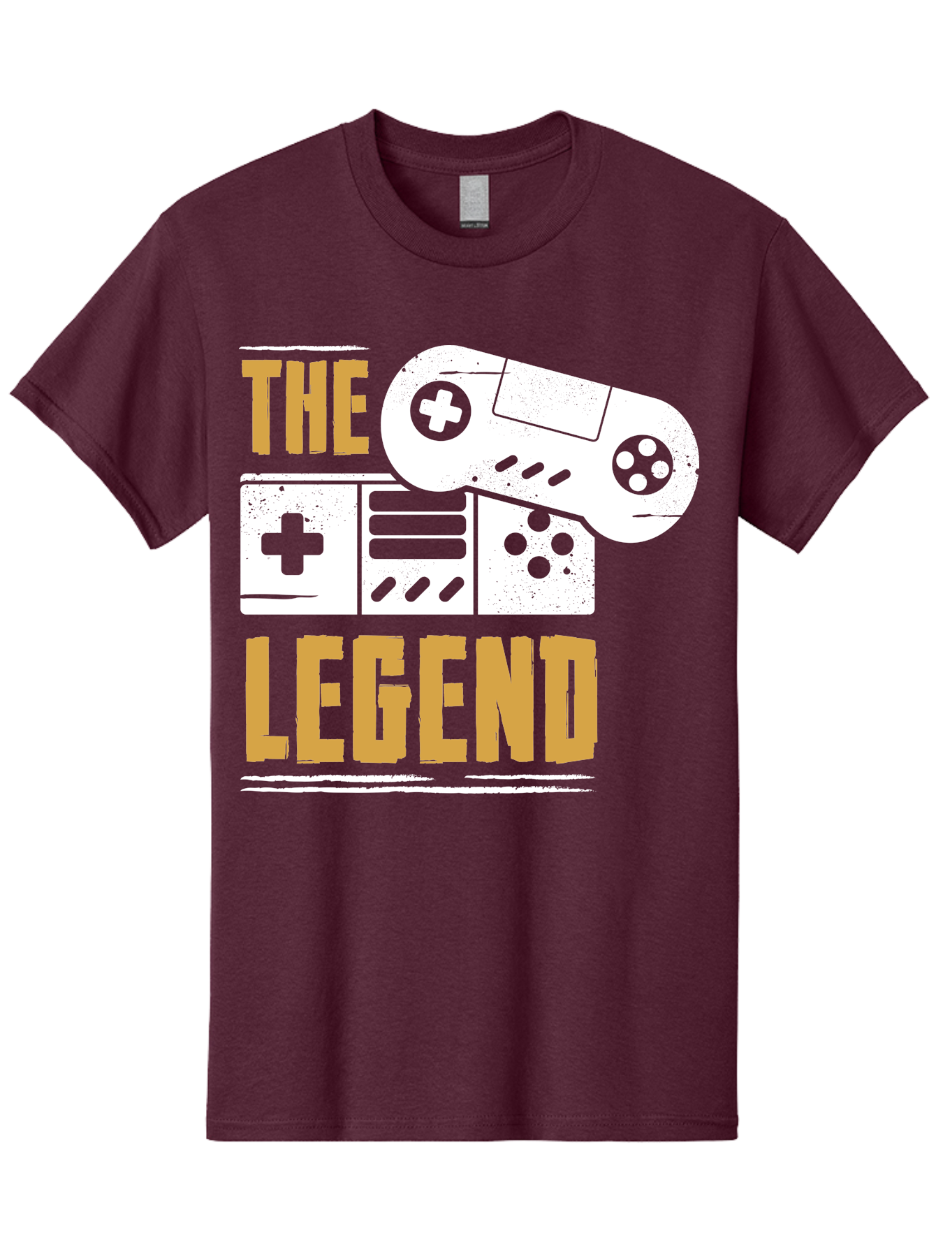 The-Legend Men'S Graphic Tee, 100% Cotton, Comfortable Casual Summer Wear, Machine Washable, Vintage Game Controller, Retro Gaming, Nostalgic Feel, Classic Video Games, Gaming Culture, Retro Tech, Pixel Art, Gaming Nostalgia -  Aaa664