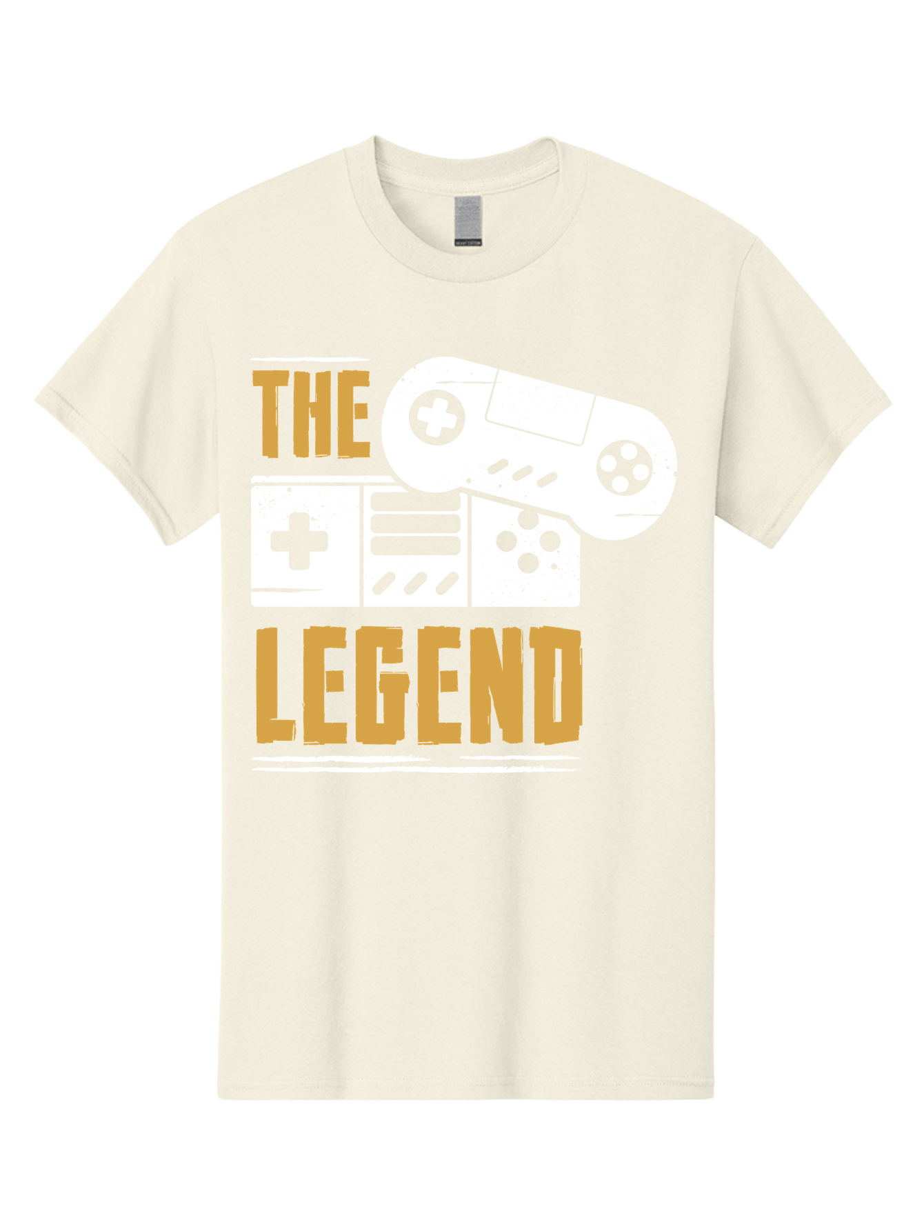 The-Legend Men'S Graphic Tee, 100% Cotton, Comfortable Casual Summer Wear, Machine Washable, Vintage Game Controller, Retro Gaming, Nostalgic Feel, Classic Video Games, Gaming Culture, Retro Tech, Pixel Art, Gaming Nostalgia -  Aaa664