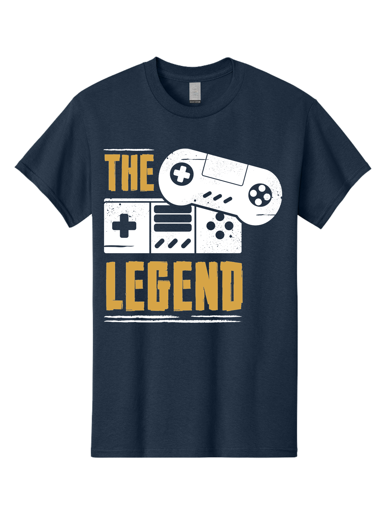 The-Legend Men'S Graphic Tee, 100% Cotton, Comfortable Casual Summer Wear, Machine Washable, Vintage Game Controller, Retro Gaming, Nostalgic Feel, Classic Video Games, Gaming Culture, Retro Tech, Pixel Art, Gaming Nostalgia -  Aaa664