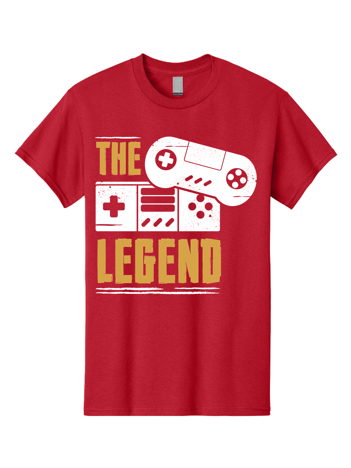 The-Legend Men'S Graphic Tee, 100% Cotton, Comfortable Casual Summer Wear, Machine Washable, Vintage Game Controller, Retro Gaming, Nostalgic Feel, Classic Video Games, Gaming Culture, Retro Tech, Pixel Art, Gaming Nostalgia -  Aaa664