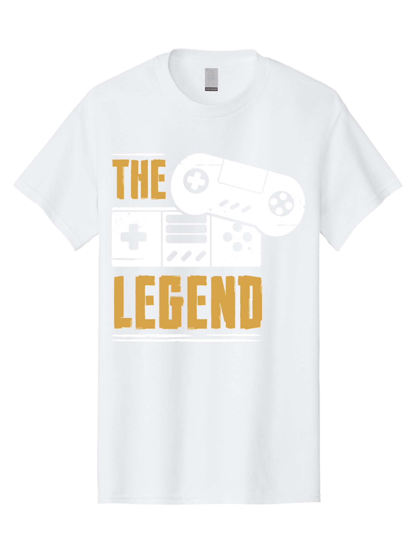 The-Legend Men'S Graphic Tee, 100% Cotton, Comfortable Casual Summer Wear, Machine Washable, Vintage Game Controller, Retro Gaming, Nostalgic Feel, Classic Video Games, Gaming Culture, Retro Tech, Pixel Art, Gaming Nostalgia -  Aaa664
