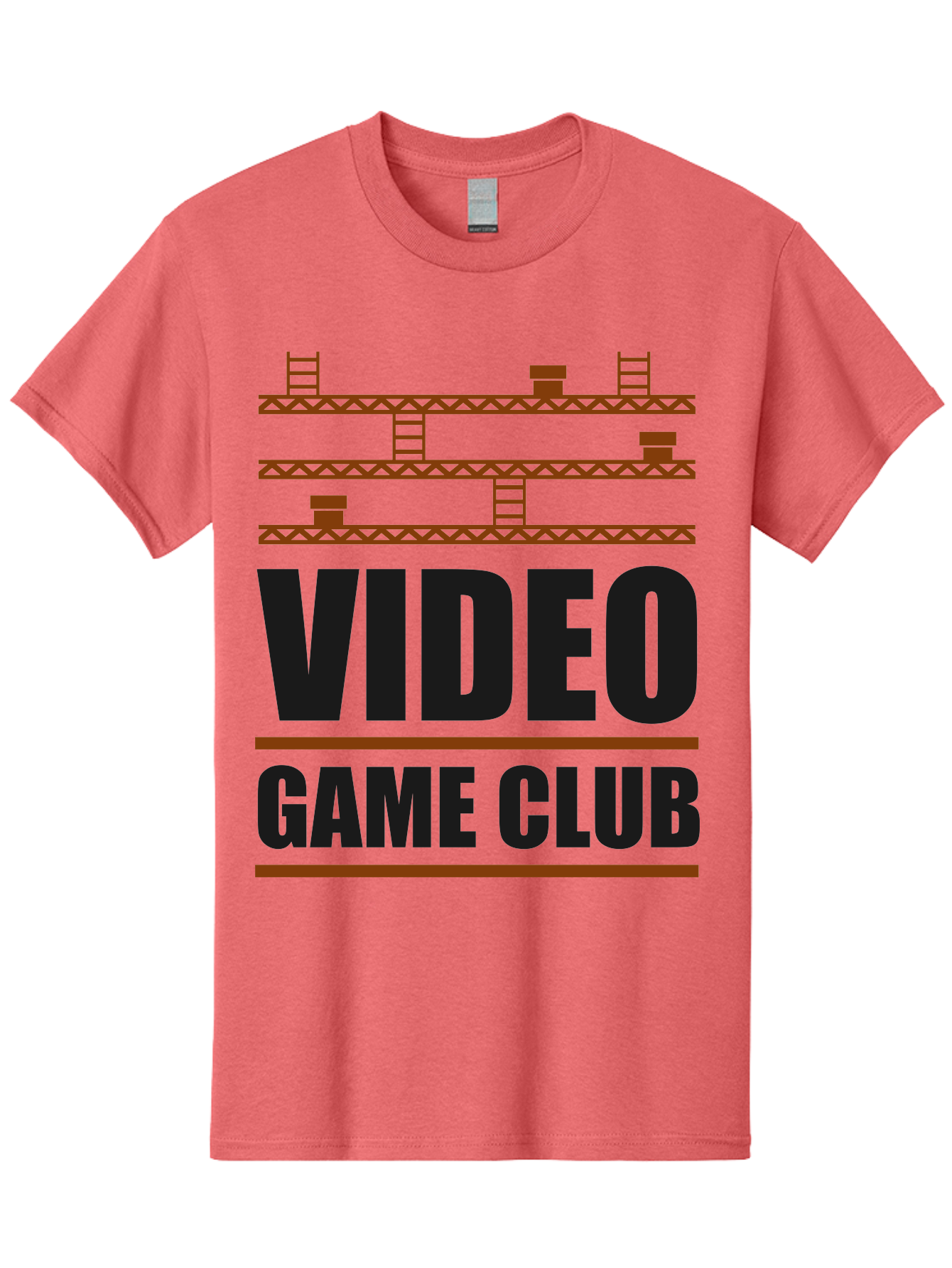 Video-Game-Club Men'S Graphic Tee, 100% Cotton, Comfortable Casual Summer Wear, Machine Washable, Video Game Club, Gaming Community, Retro Gaming, Pixel Art, Ladders, Platforms, Online Gaming Group, Gaming Culture -  Aaa665