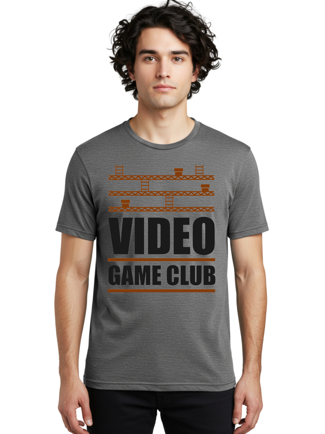 Video-Game-Club Men'S Graphic Tee, 100% Cotton, Comfortable Casual Summer Wear, Machine Washable, Video Game Club, Gaming Community, Retro Gaming, Pixel Art, Ladders, Platforms, Online Gaming Group, Gaming Culture -  Aaa665