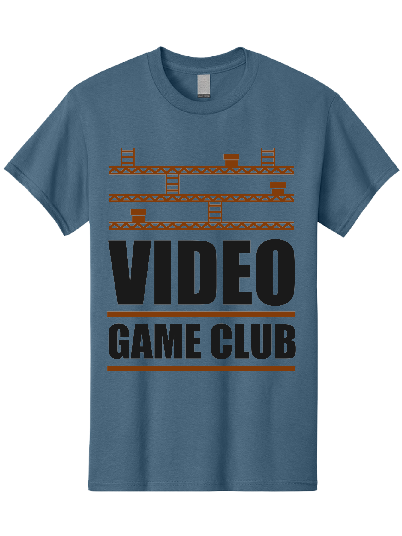 Video-Game-Club Men'S Graphic Tee, 100% Cotton, Comfortable Casual Summer Wear, Machine Washable, Video Game Club, Gaming Community, Retro Gaming, Pixel Art, Ladders, Platforms, Online Gaming Group, Gaming Culture -  Aaa665