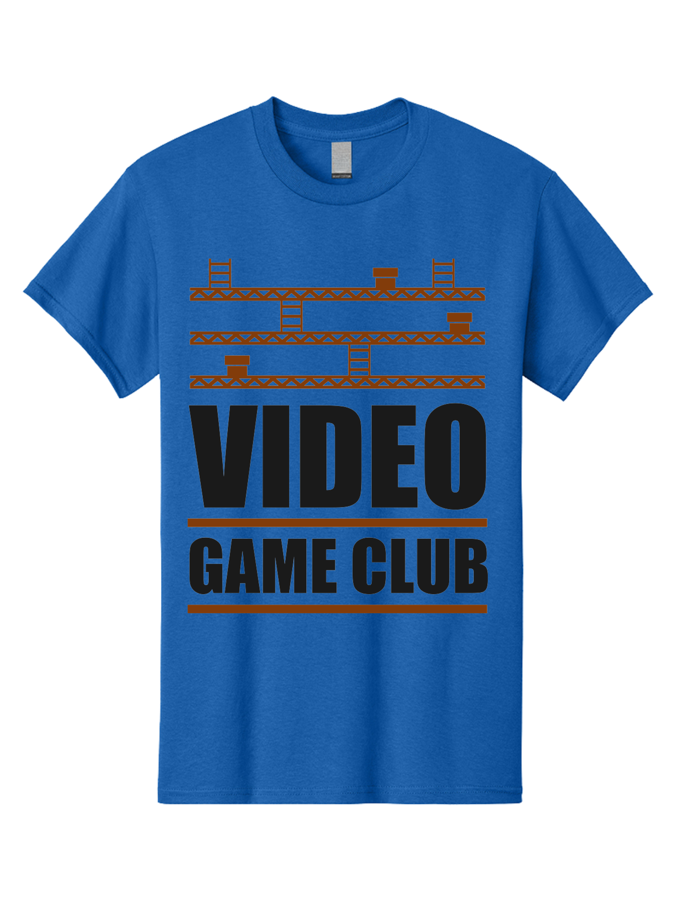 Video-Game-Club Men'S Graphic Tee, 100% Cotton, Comfortable Casual Summer Wear, Machine Washable, Video Game Club, Gaming Community, Retro Gaming, Pixel Art, Ladders, Platforms, Online Gaming Group, Gaming Culture -  Aaa665
