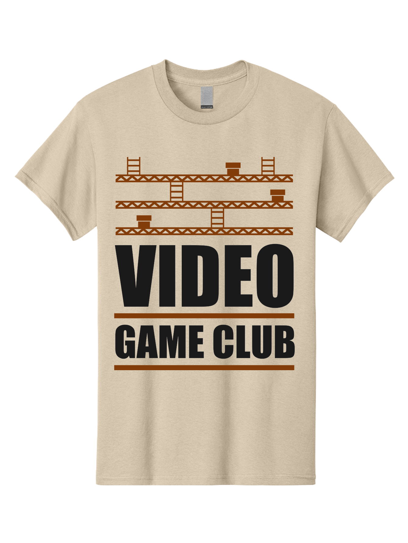 Video-Game-Club Men'S Graphic Tee, 100% Cotton, Comfortable Casual Summer Wear, Machine Washable, Video Game Club, Gaming Community, Retro Gaming, Pixel Art, Ladders, Platforms, Online Gaming Group, Gaming Culture -  Aaa665