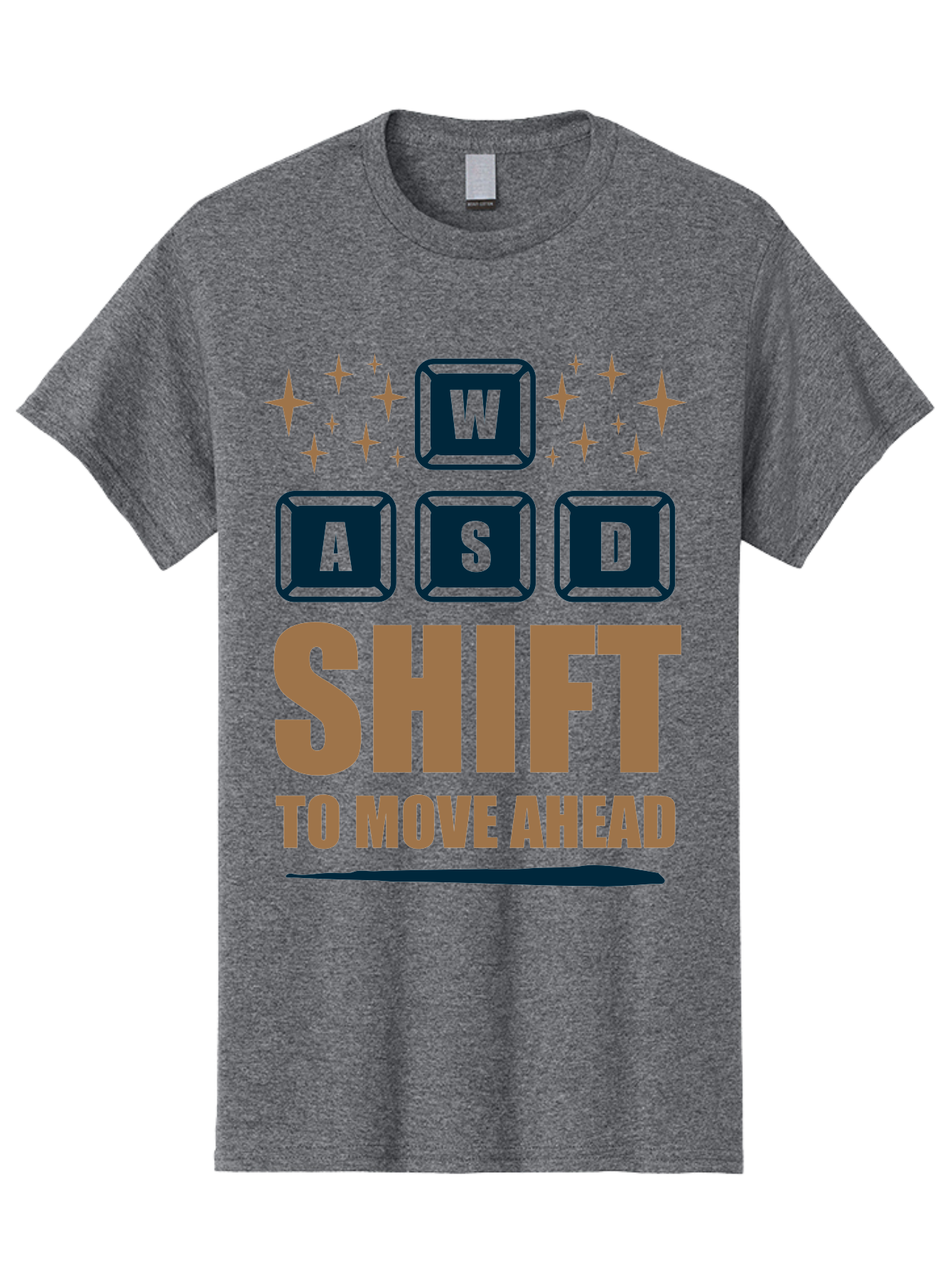 Wasd-Shift-To-Move-Ahead Men'S Graphic Tee, 100% Cotton, Comfortable Casual Summer Wear, Machine Washable, Gaming Keyboard Controls, Wasd Keys, Shift Key, Gaming Tips, Move Ahead, Progress, Gaming Movement, Keyboard Shortcuts, Gaming Advice -  Aaa667