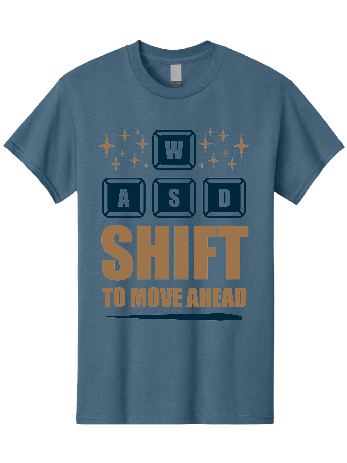 Wasd-Shift-To-Move-Ahead Men'S Graphic Tee, 100% Cotton, Comfortable Casual Summer Wear, Machine Washable, Gaming Keyboard Controls, Wasd Keys, Shift Key, Gaming Tips, Move Ahead, Progress, Gaming Movement, Keyboard Shortcuts, Gaming Advice -  Aaa667