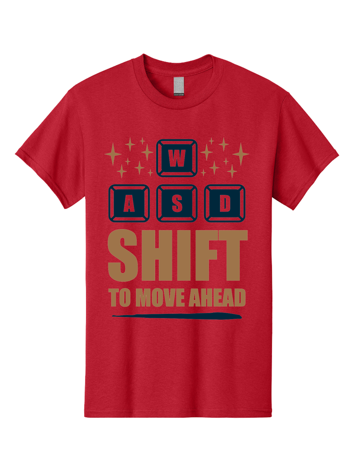 Wasd-Shift-To-Move-Ahead Men'S Graphic Tee, 100% Cotton, Comfortable Casual Summer Wear, Machine Washable, Gaming Keyboard Controls, Wasd Keys, Shift Key, Gaming Tips, Move Ahead, Progress, Gaming Movement, Keyboard Shortcuts, Gaming Advice -  Aaa667