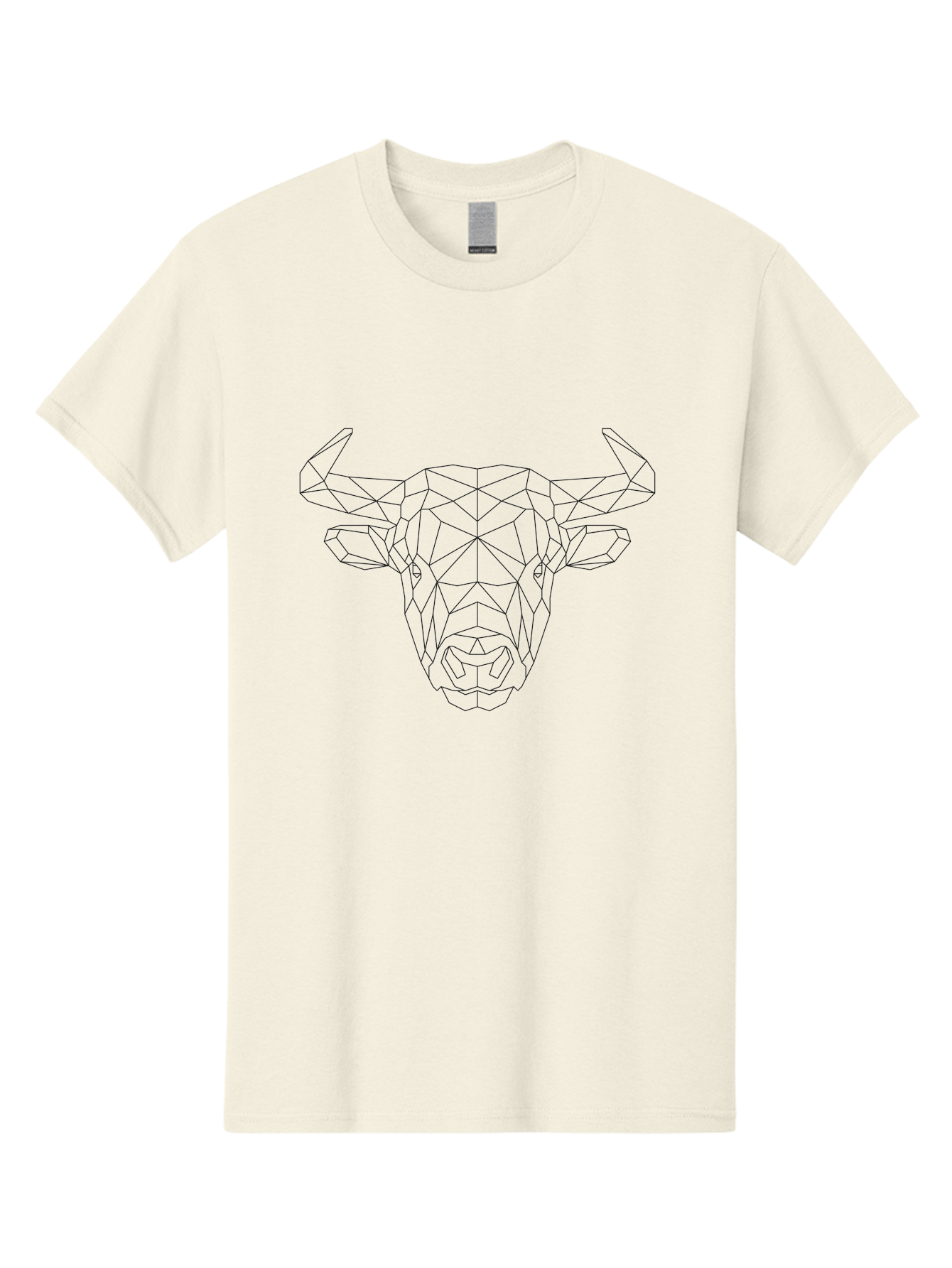 Bull-Head-1 Men'S Graphic Tee, 100% Cotton, Comfortable Casual Summer Wear, Machine Washable, Geometric Bull Head, Wireframe Art, Low Poly Design, Abstract Animal, Modern Minimalist, Futuristic Style, Bull Silhouette, Angular Shapes, -  Aaa671