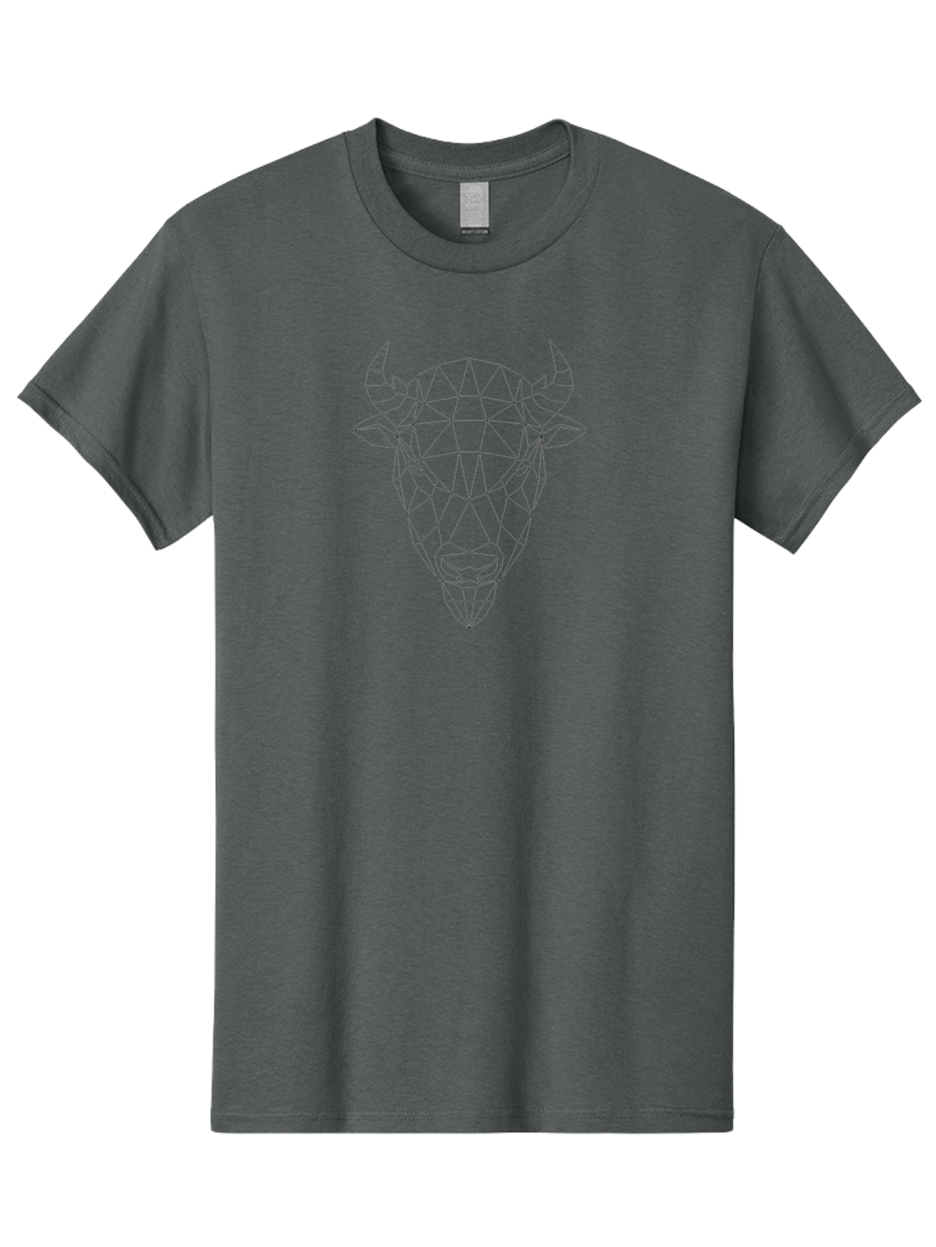 Bull-Head-2 Men'S Graphic Tee, 100% Cotton, Comfortable Casual Summer Wear, Machine Washable, Geometric Bull Head, Polygonal Art, Minimalist Design, Wireframe Style, Bull Illustration, Low Poly, Bull Face, Modern Art -  Aaa672