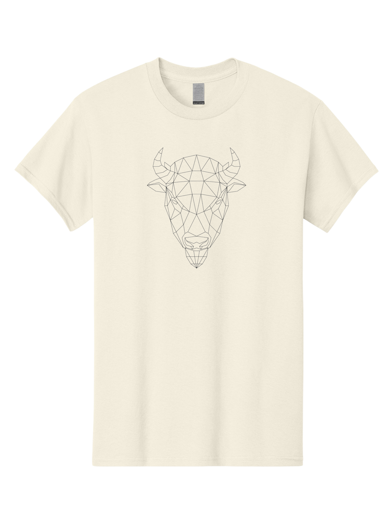 Bull-Head-2 Men'S Graphic Tee, 100% Cotton, Comfortable Casual Summer Wear, Machine Washable, Geometric Bull Head, Polygonal Art, Minimalist Design, Wireframe Style, Bull Illustration, Low Poly, Bull Face, Modern Art -  Aaa672