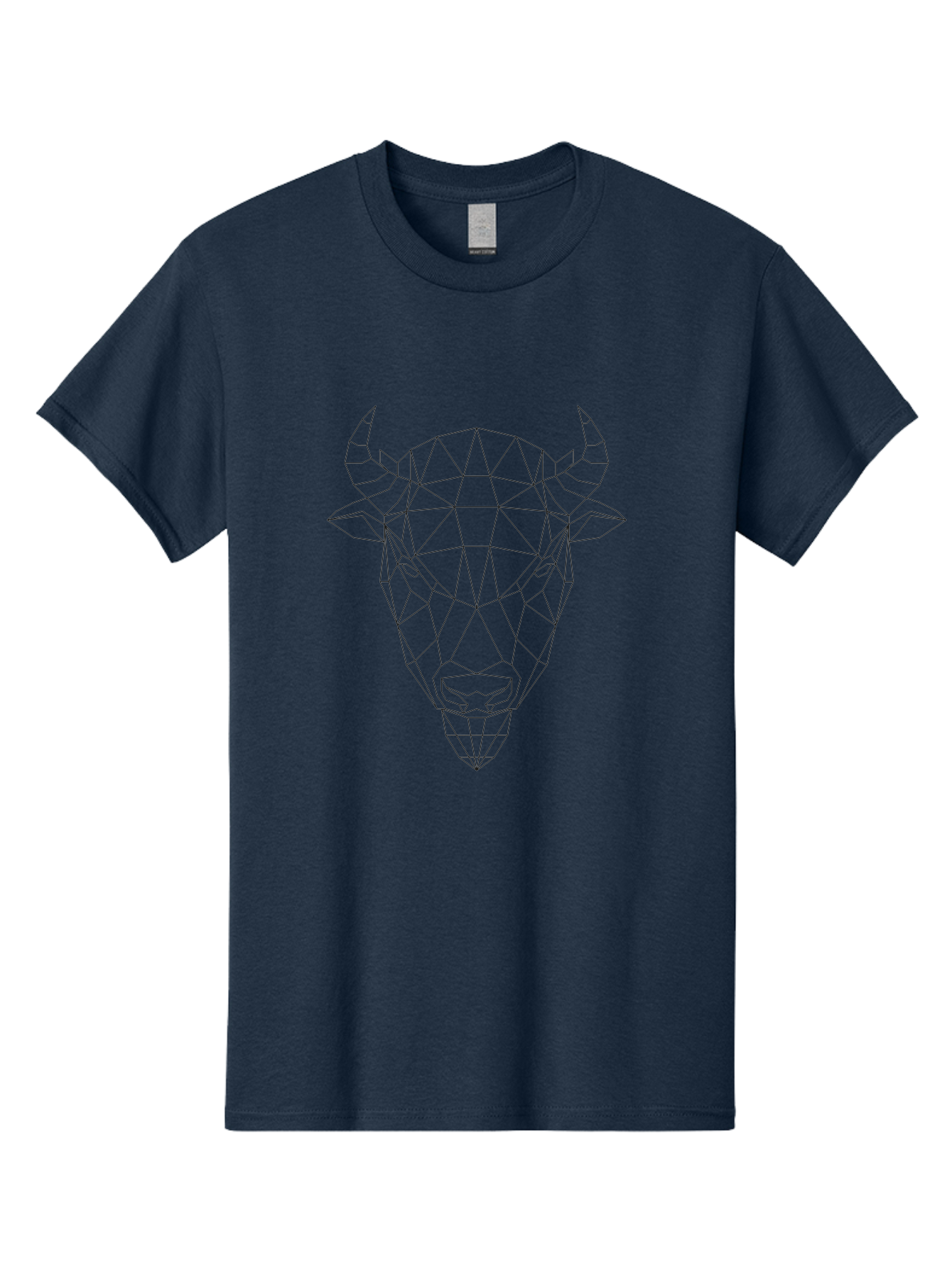 Bull-Head-Geometric Men'S Graphic Tee, 100% Cotton, Comfortable Casual Summer Wear, Machine Washable, Geometric Bull Head, Low Poly Art, Modern Design, Abstract Animal, Minimalist Style, Sharp Lines, Angular Shapes -  Aaa674