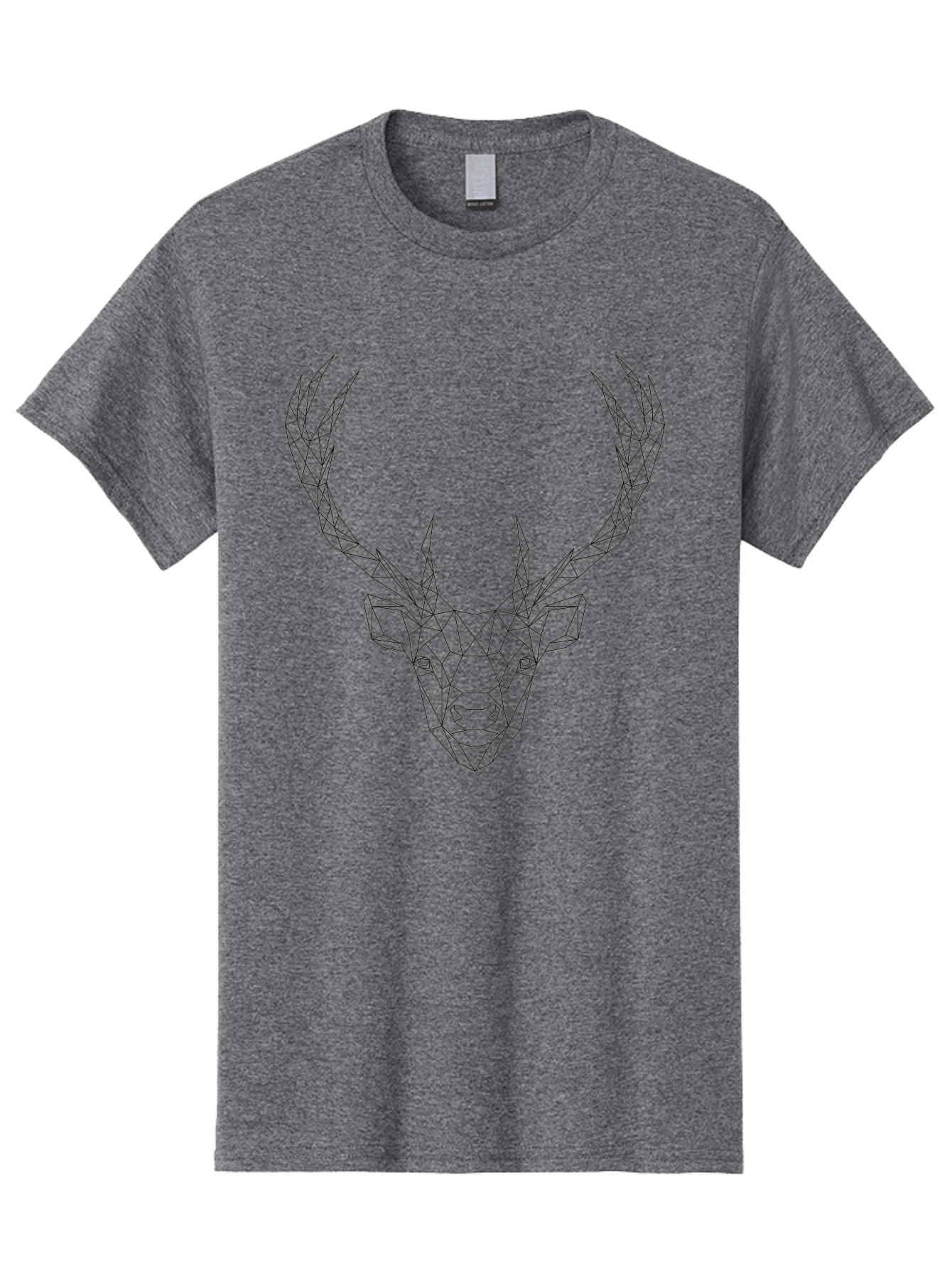 Deer-Head Men'S Graphic Tee, 100% Cotton, Comfortable Casual Summer Wear, Machine Washable, Geometric Deer Head, Wireframe Art, Low Poly Design, Minimalist Style, Abstract Animal, Modern Illustration, Deer Silhouette, Polygonal Art, -  Aaa677