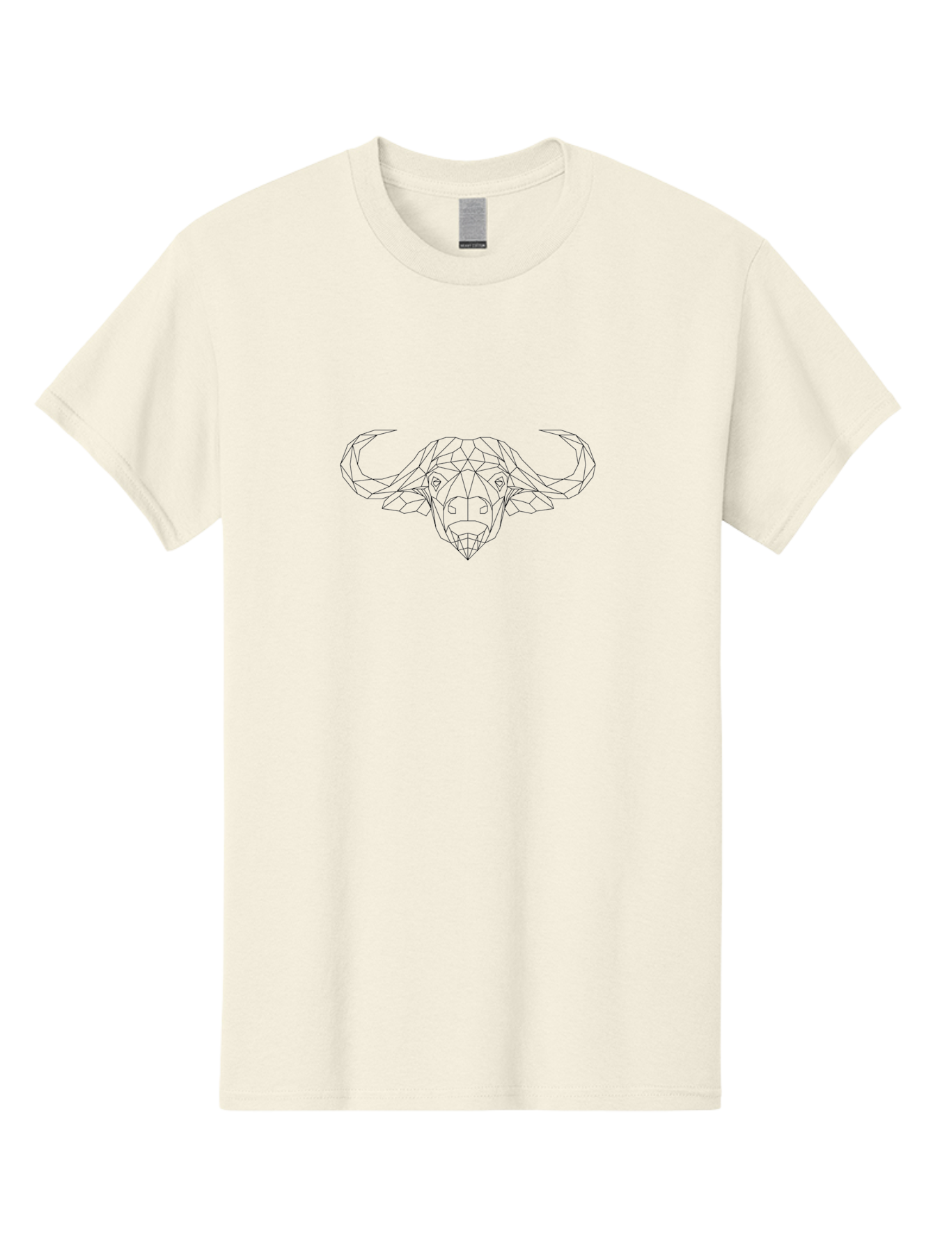 Geometric-Bull-Head Men'S Graphic Tee, 100% Cotton, Comfortable Casual Summer Wear, Machine Washable, Geometric Bull Head, Polygonal Art, Animal Design, Minimalist Style, Black And White Illustration, Modern Graphic, -  Aaa685