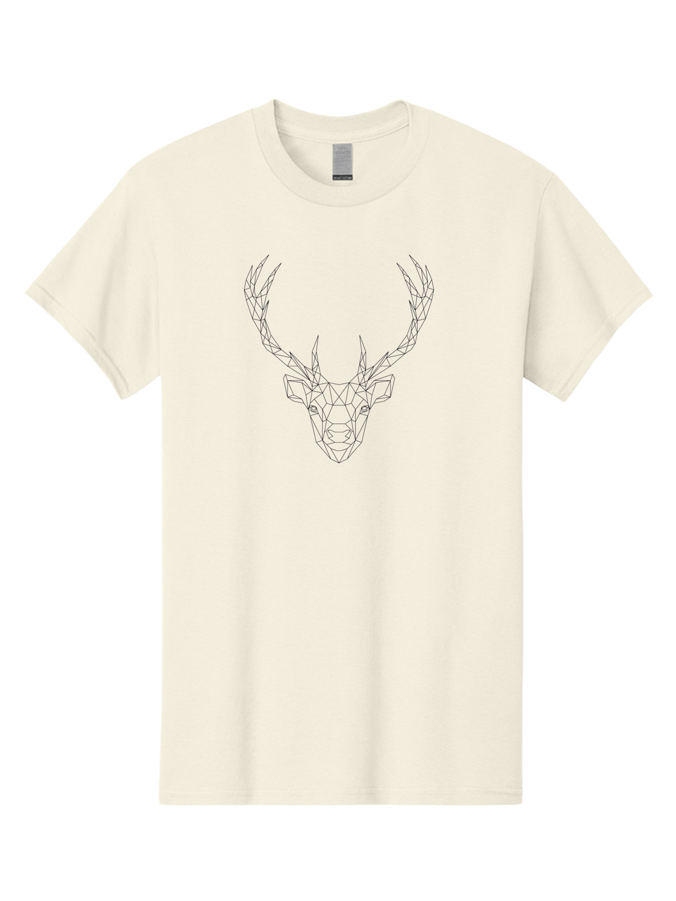 Geometric-Deer-Head Men'S Graphic Tee, 100% Cotton, Comfortable Casual Summer Wear, Machine Washable, Geometric Deer Head, Polygonal Art, Minimalist Design, Black And White Illustration, Wildlife Art, Abstract Animal Portrait, -  Aaa693
