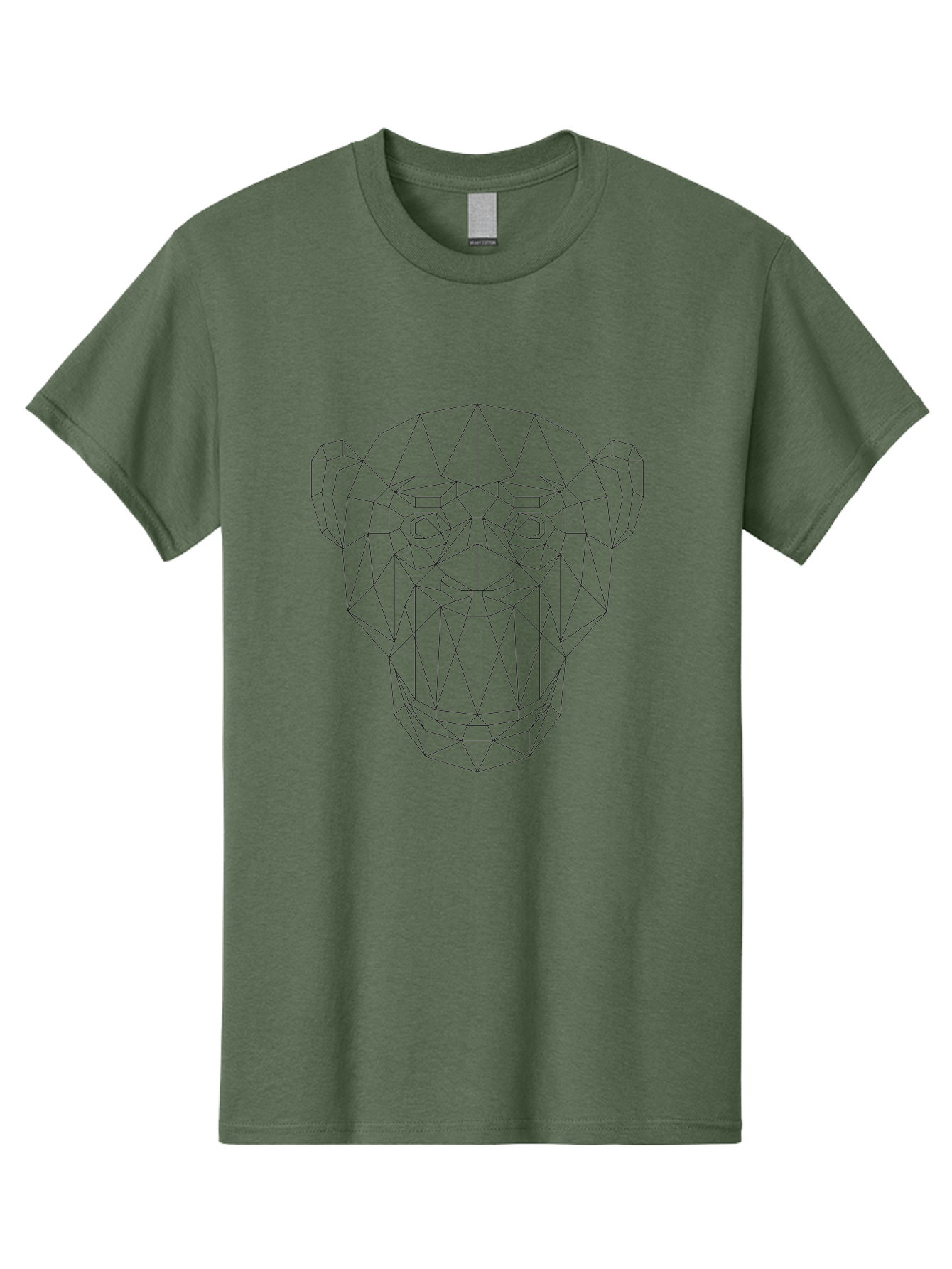 Geometric-Monkey-Head Men'S Graphic Tee, 100% Cotton, Comfortable Casual Summer Wear, Machine Washable, Low Poly Art, Geometric Monkey Face, Wireframe Design, Minimalist Style, Modern Graphics, Abstract Animal, Digital Illustration, -  Aaa706