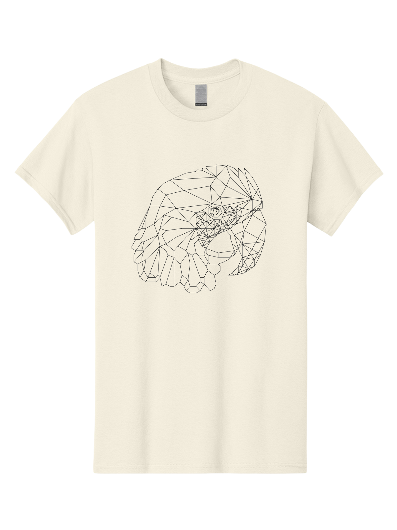 Low-Poly-Elephant-Head Men'S Graphic Tee, 100% Cotton, Comfortable Casual Summer Wear, Machine Washable, Low Poly Art, Geometric Design, Ram Skull Illustration, Abstract Animal Art, Minimalist Design, Modern Artwork, Stylized Ram Head, -  Aaa727