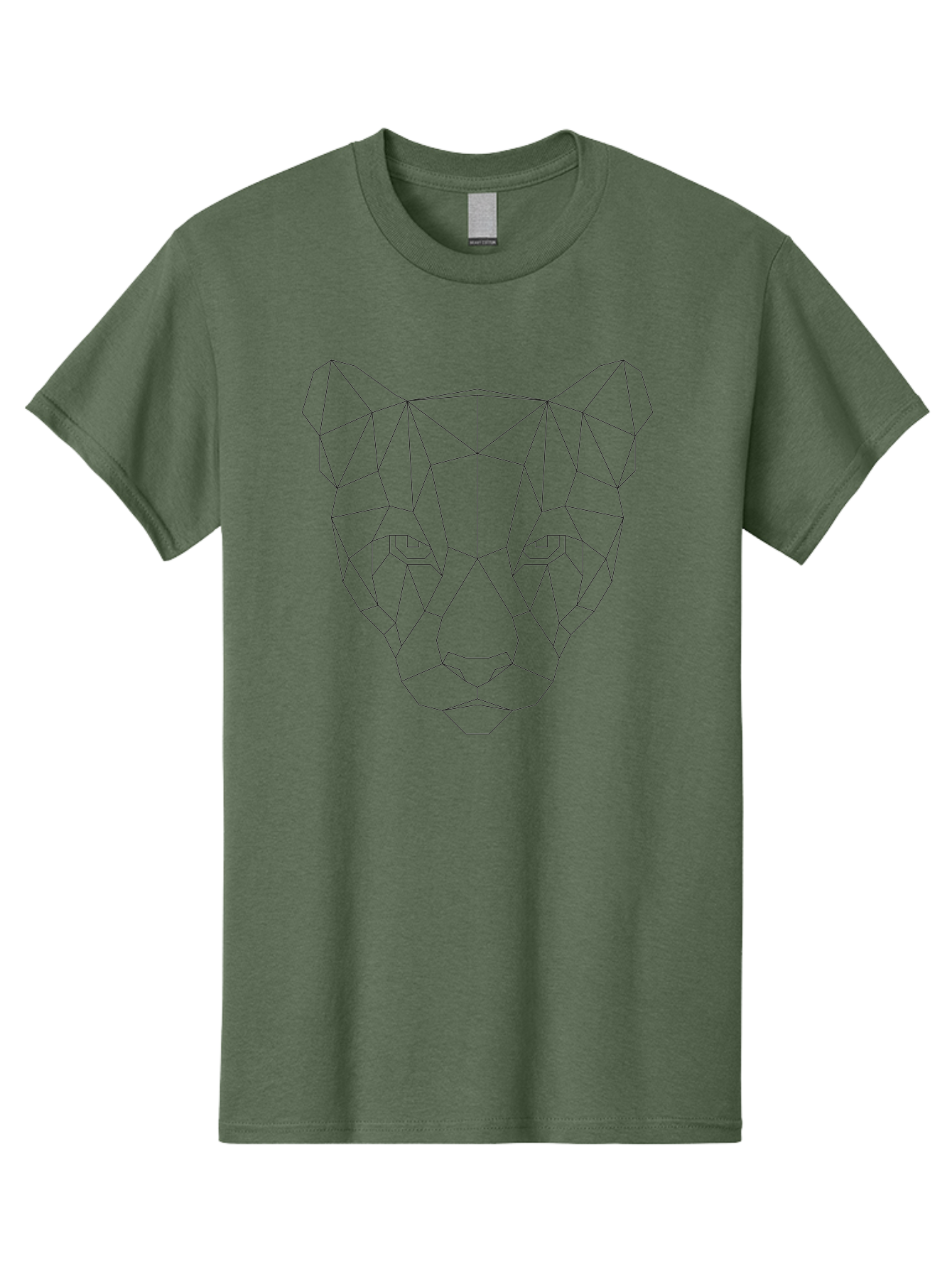 Polygon-Panther-Head Men'S Graphic Tee, 100% Cotton, Comfortable Casual Summer Wear, Machine Washable, Geometric Panther, Low Poly Art, Modern Design, Minimalist Style, Abstract Animal, Futuristic Graphics, Digital Illustration, -  Aaa733