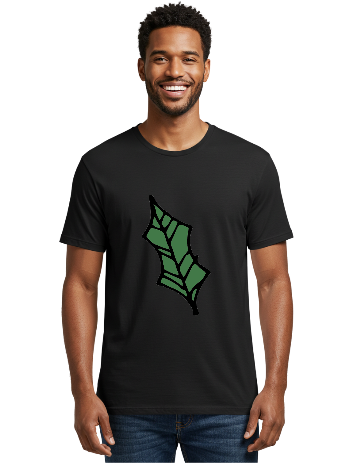 Bat-Wing Men'S Graphic Tee, 100% Cotton, Comfortable Casual Summer Wear, Machine Washable, Cartoon Bat, Simple Design, Dark Green, Black Outline, Geometric Shapes, Cartoon Style, Simple Illustration, Bat Symbol, Graphic Element -  Aaa752