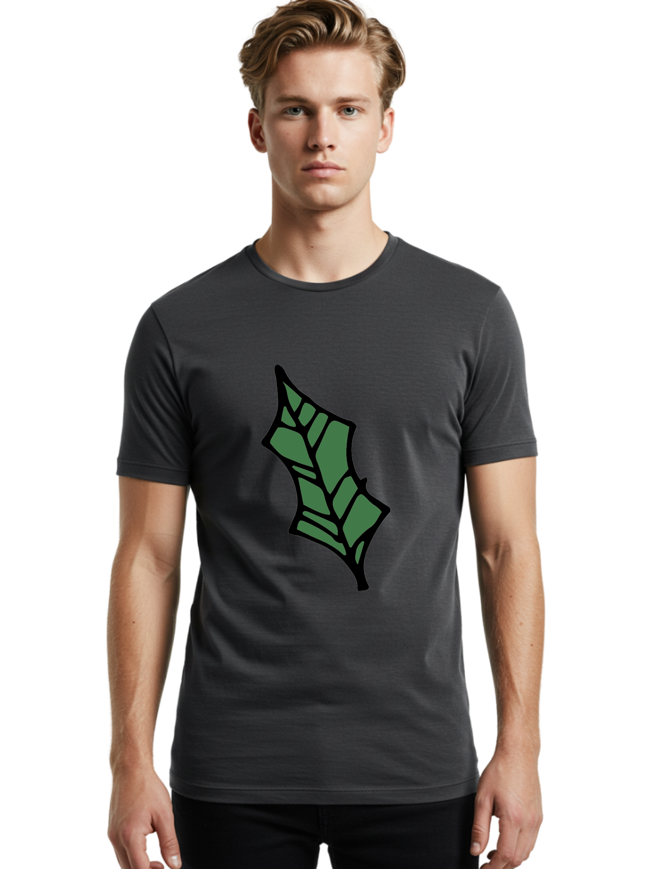 Bat-Wing Men'S Graphic Tee, 100% Cotton, Comfortable Casual Summer Wear, Machine Washable, Cartoon Bat, Simple Design, Dark Green, Black Outline, Geometric Shapes, Cartoon Style, Simple Illustration, Bat Symbol, Graphic Element -  Aaa752