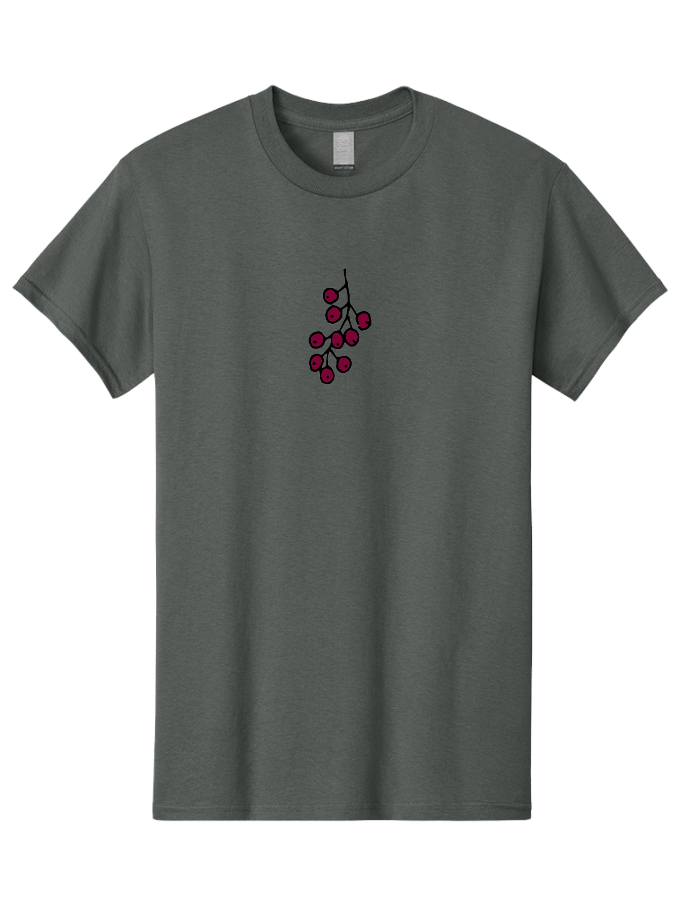 Berries Men'S Graphic Tee, 100% Cotton, Comfortable Casual Summer Wear, Machine Washable, Cluster Of Red Berries, Dark Red Color, Simple Design, Minimalist Illustration, Fruit Branch, Autumn Theme -  Aaa754