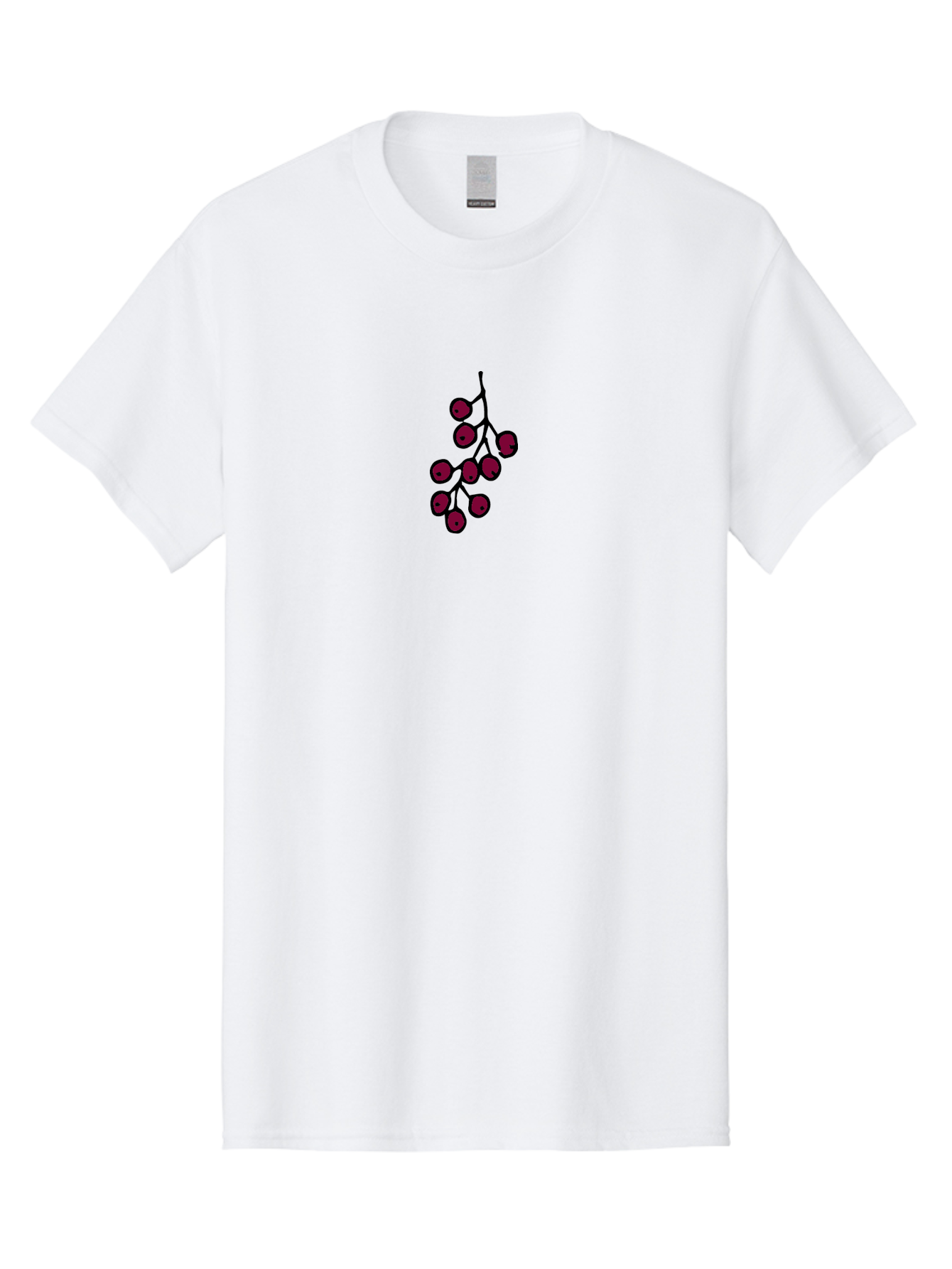 Berries Men'S Graphic Tee, 100% Cotton, Comfortable Casual Summer Wear, Machine Washable, Cluster Of Red Berries, Dark Red Color, Simple Design, Minimalist Illustration, Fruit Branch, Autumn Theme -  Aaa754