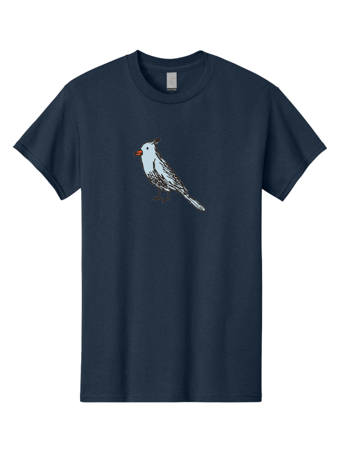 Bird-1 Men'S Graphic Tee, 100% Cotton, Comfortable Casual Summer Wear, Machine Washable, Cartoon Bird, Simple Drawing, White Bird, Black Feathers, Orange Beak, Childish Art, Minimalist Design, Stylized Illustration, Simple Shapes, Cute Bird -  Aaa755