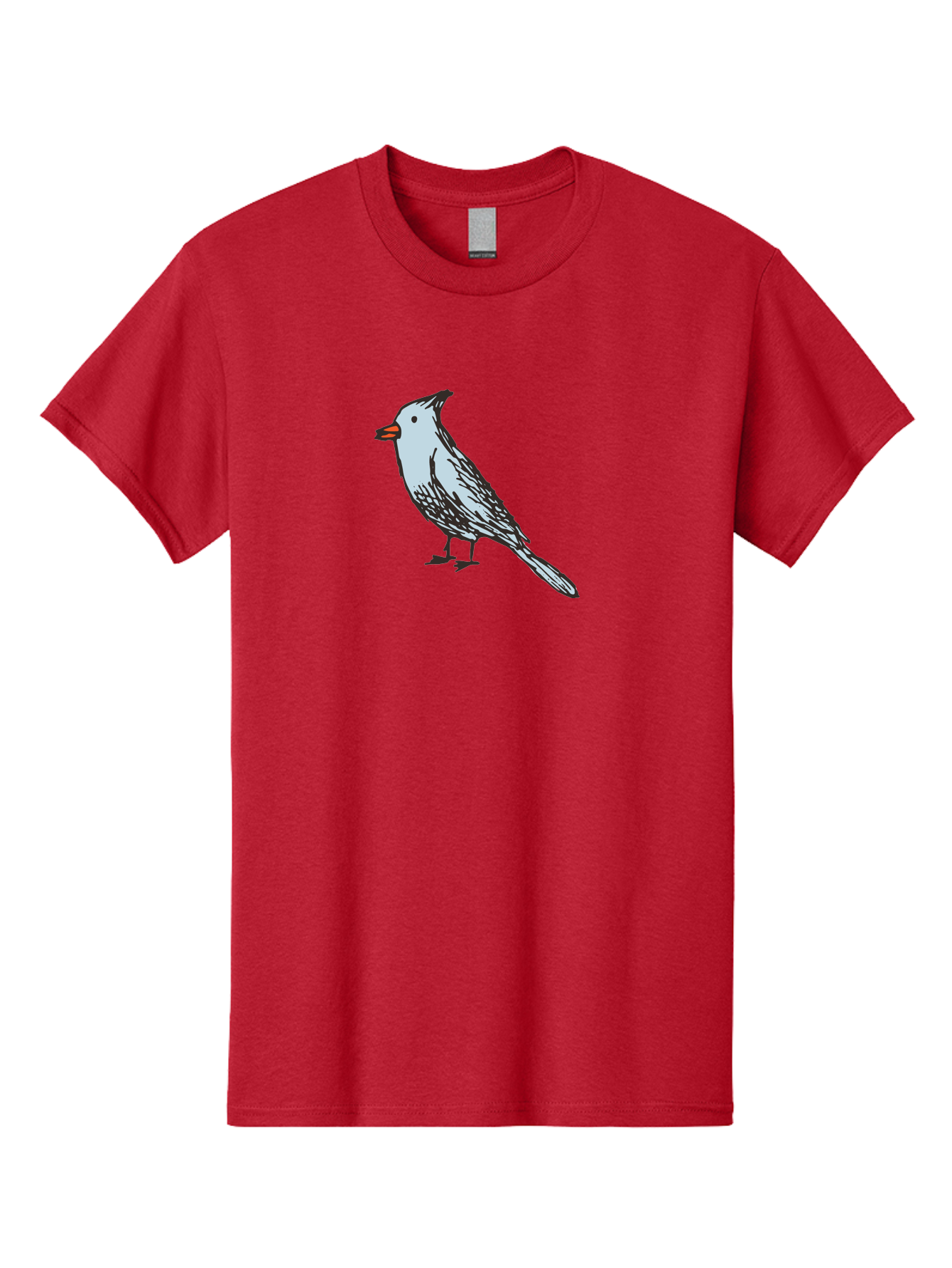 Bird-1 Men'S Graphic Tee, 100% Cotton, Comfortable Casual Summer Wear, Machine Washable, Cartoon Bird, Simple Drawing, White Bird, Black Feathers, Orange Beak, Childish Art, Minimalist Design, Stylized Illustration, Simple Shapes, Cute Bird -  Aaa755