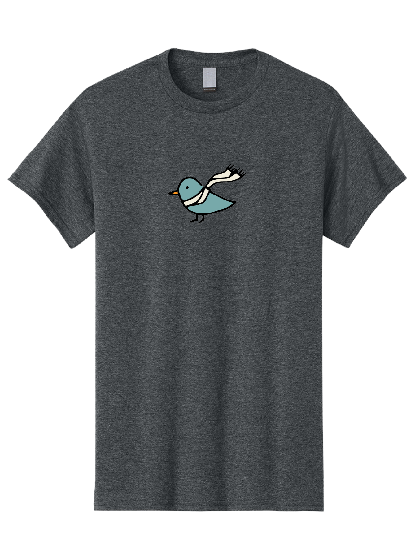 Bird-In-Scarf Men'S Graphic Tee, 100% Cotton, Comfortable Casual Summer Wear, Machine Washable, Cartoon Bird, Bird Wearing Scarf, Winter Bird, Bird In Flight, Blue Bird, Bird Illustration, Simple Design, Whimsical Art, Minimalist Style, -  Aaa756