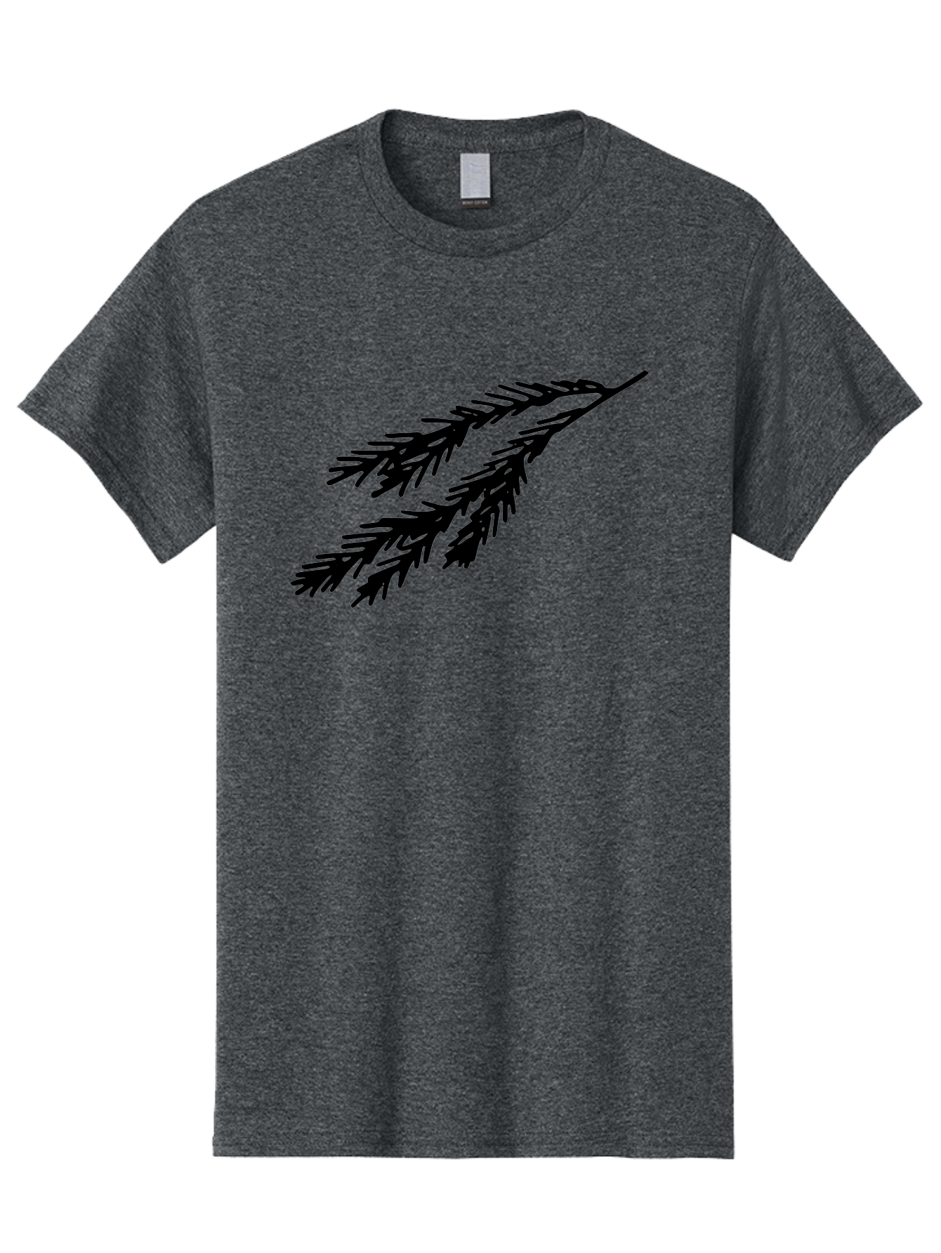Black-Branches Men'S Graphic Tee, 100% Cotton, Comfortable Casual Summer Wear, Machine Washable, Fir Branch Silhouette, Black Fir Branch, Simple Design, Minimalist Art, Evergreen Branch, Botanical Illustration, Graphic Design Element -  Aaa759